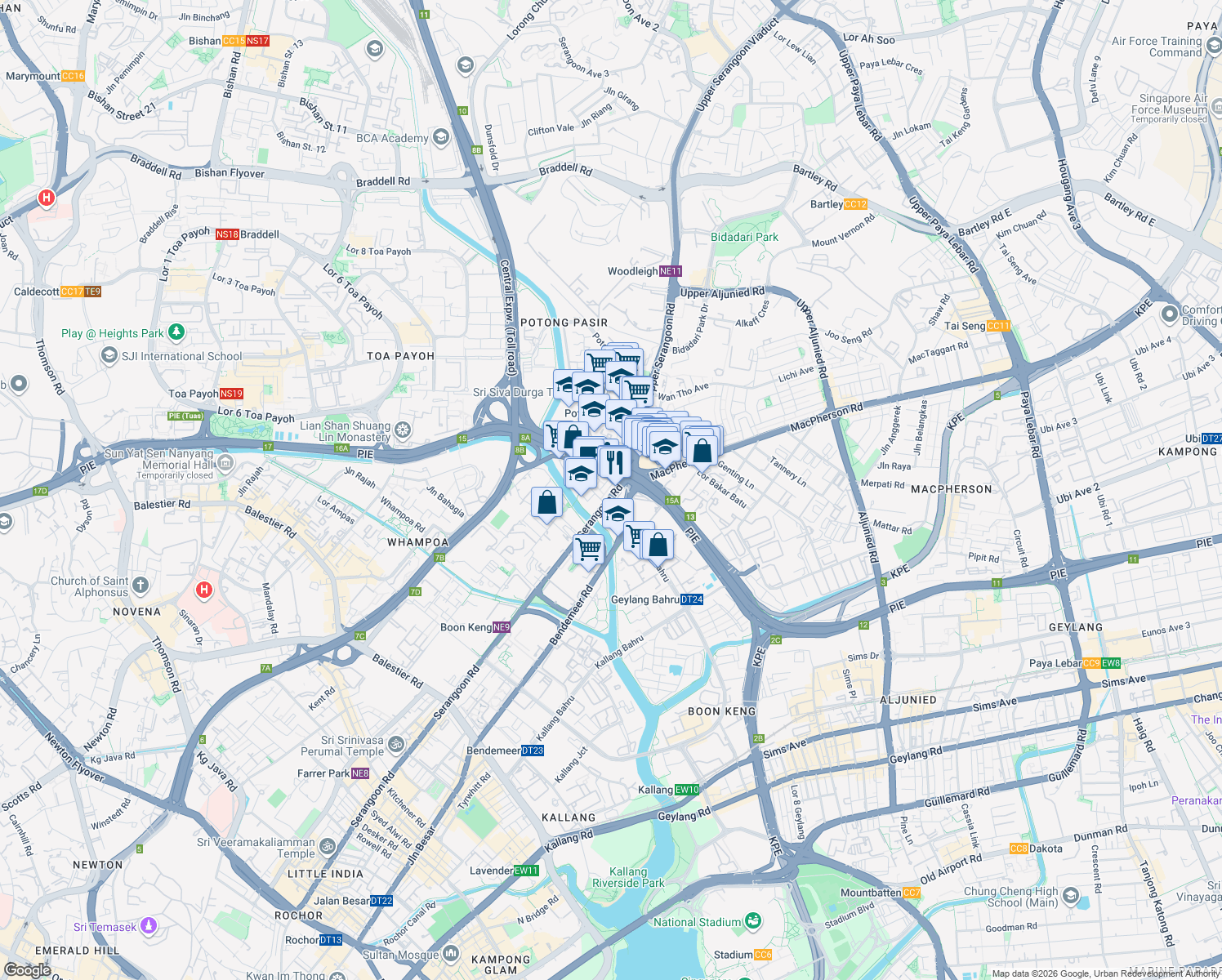 map of restaurants, bars, coffee shops, grocery stores, and more near in Singapore