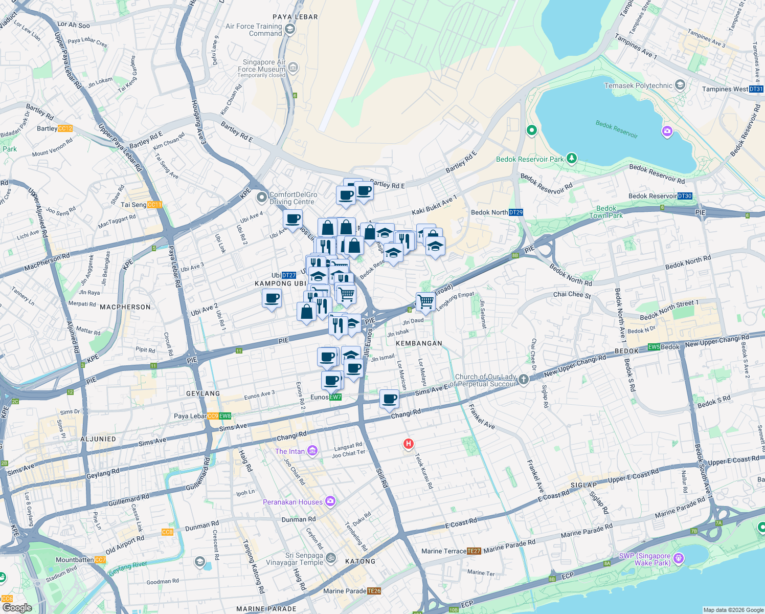 map of restaurants, bars, coffee shops, grocery stores, and more near in Singapore