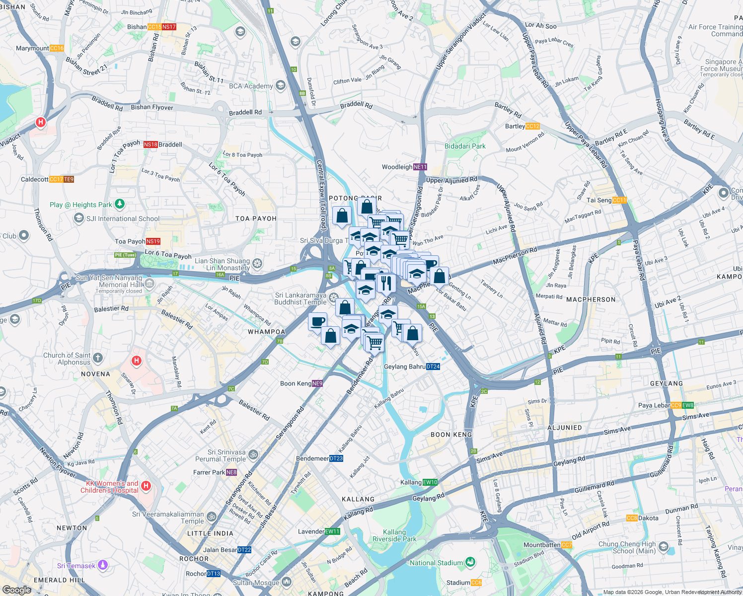 map of restaurants, bars, coffee shops, grocery stores, and more near in Singapore