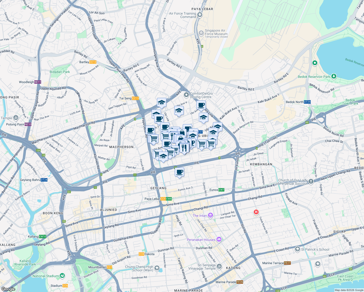map of restaurants, bars, coffee shops, grocery stores, and more near in Singapore