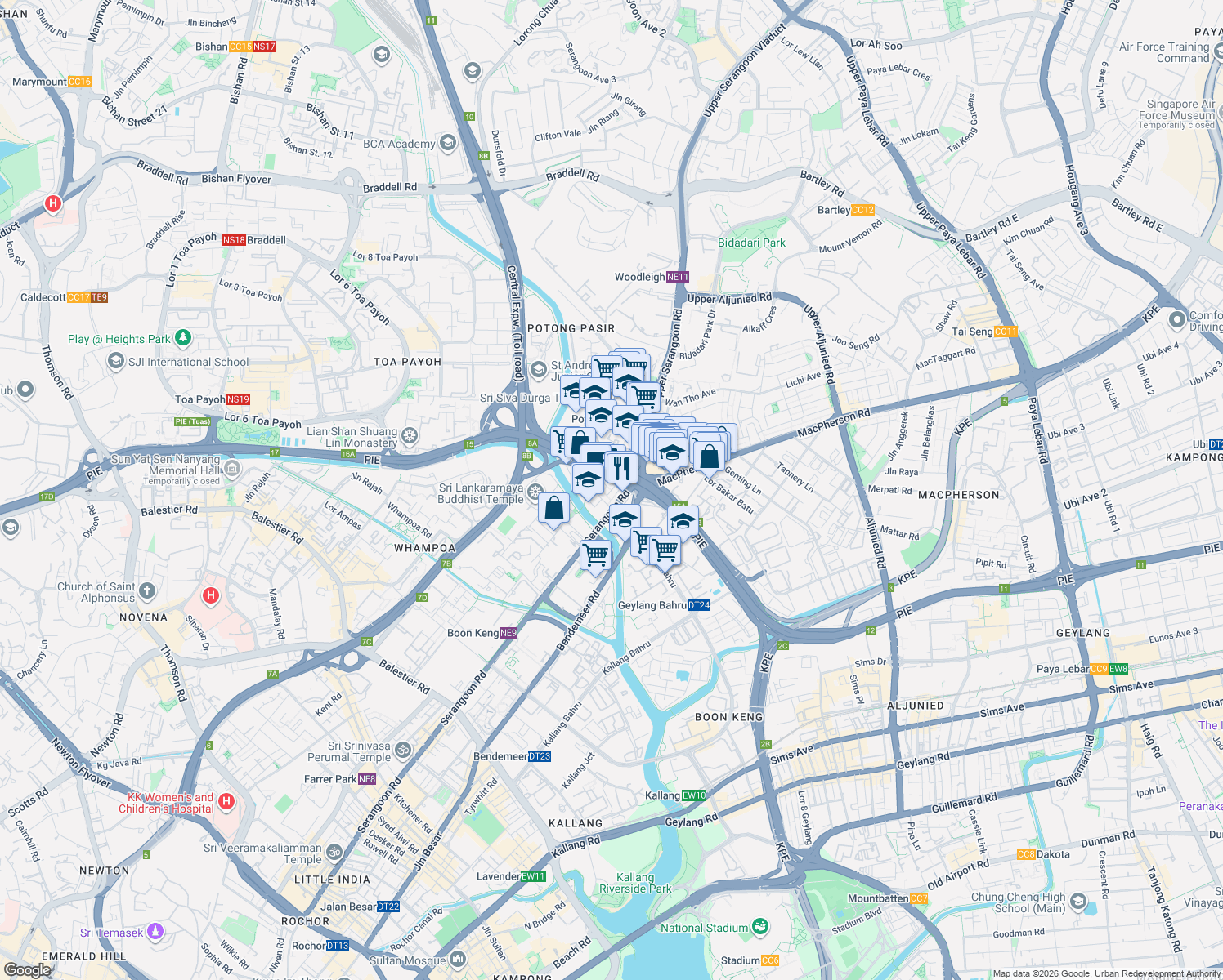 map of restaurants, bars, coffee shops, grocery stores, and more near in Singapore