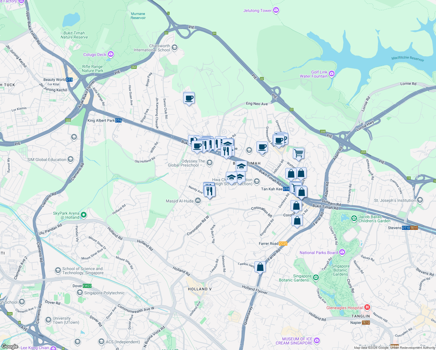 map of restaurants, bars, coffee shops, grocery stores, and more near in Singapore