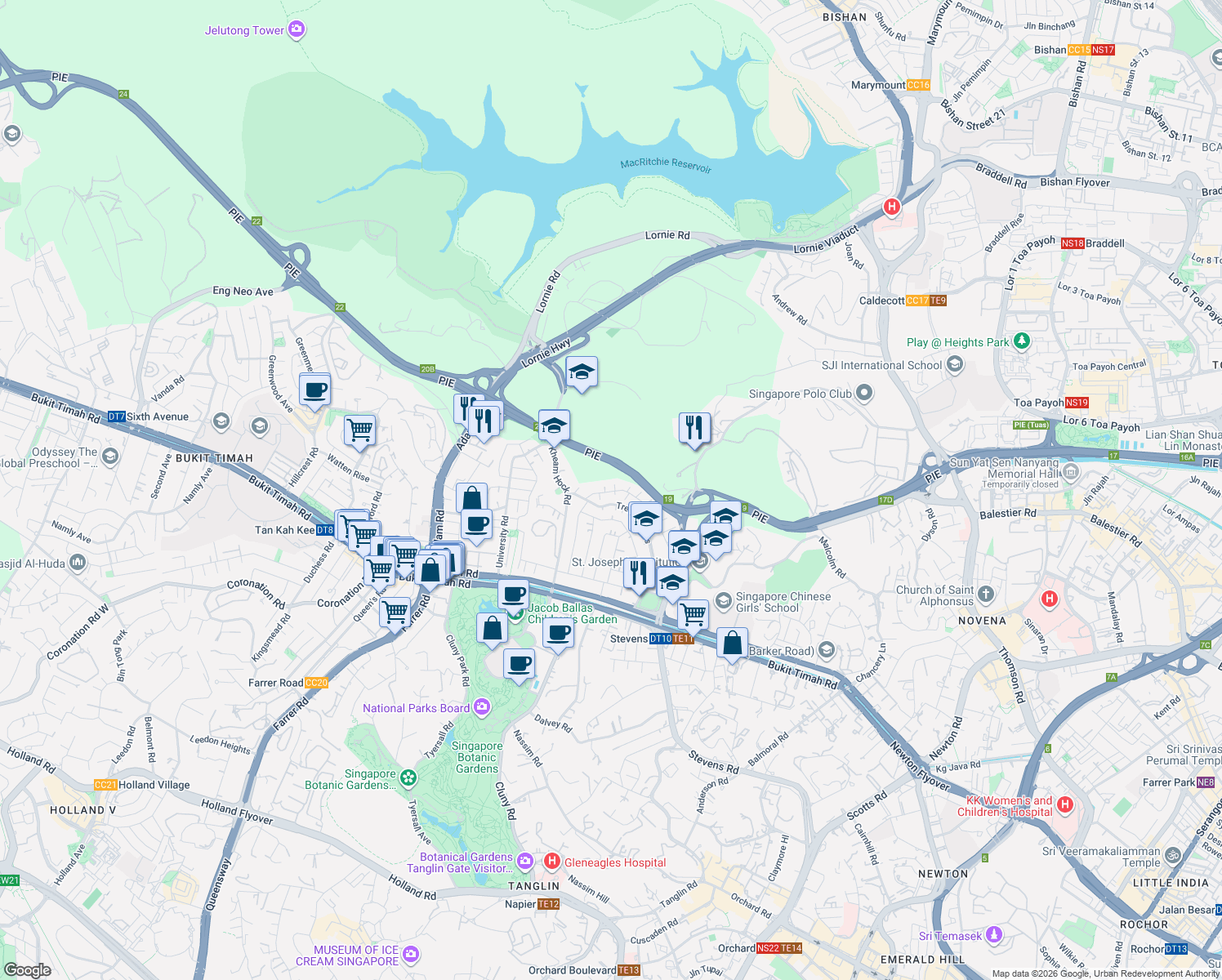 map of restaurants, bars, coffee shops, grocery stores, and more near in Singapore