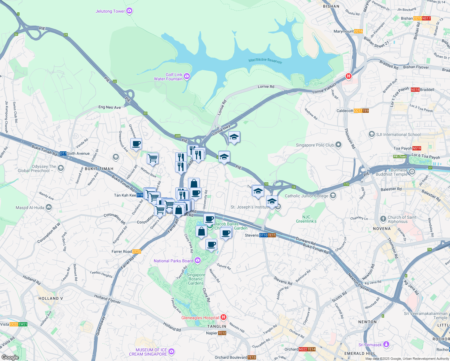 map of restaurants, bars, coffee shops, grocery stores, and more near in Singapore