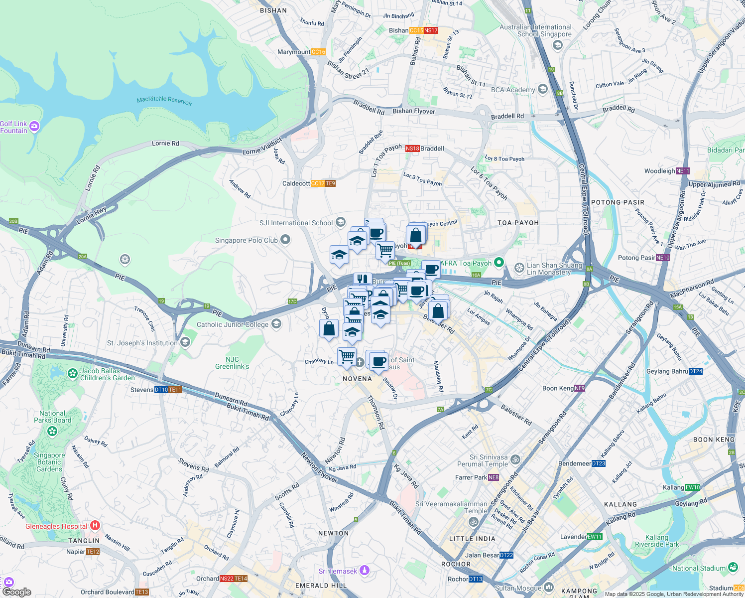 map of restaurants, bars, coffee shops, grocery stores, and more near in Singapore