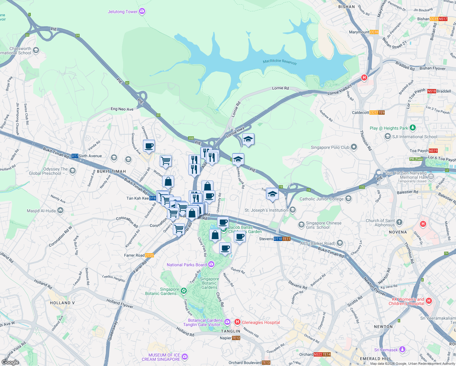 map of restaurants, bars, coffee shops, grocery stores, and more near in Singapore