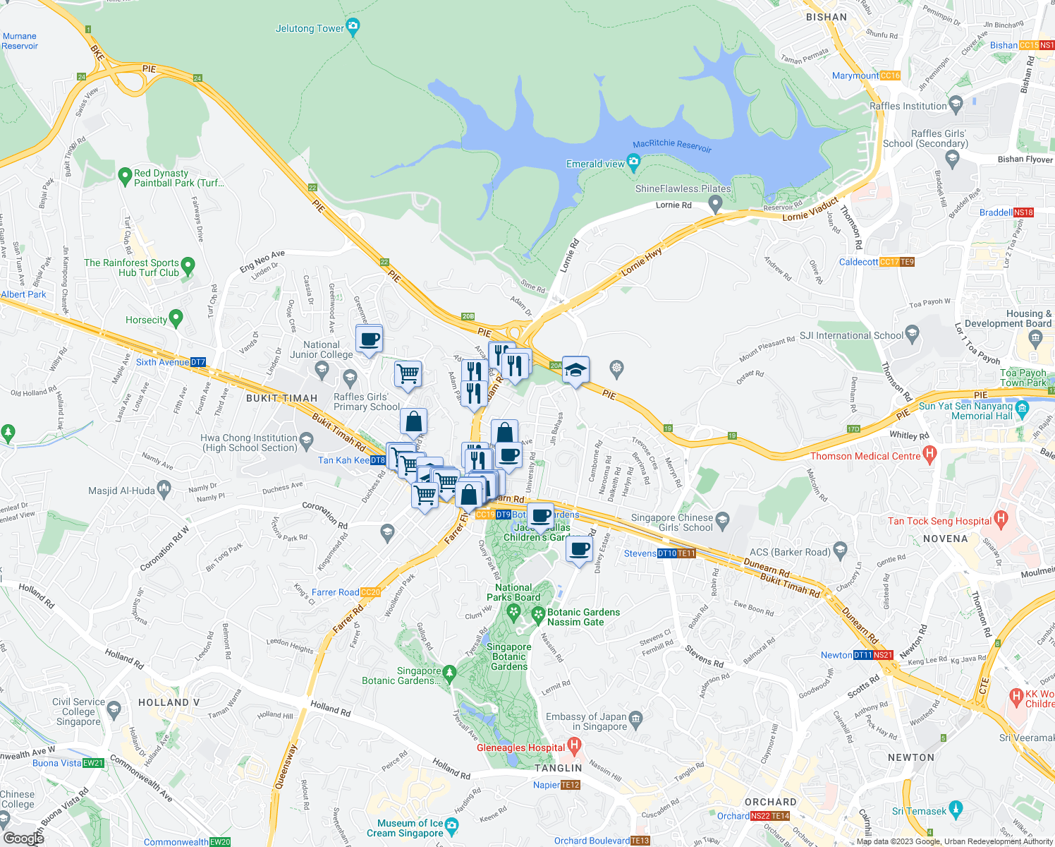 map of restaurants, bars, coffee shops, grocery stores, and more near in Singapore