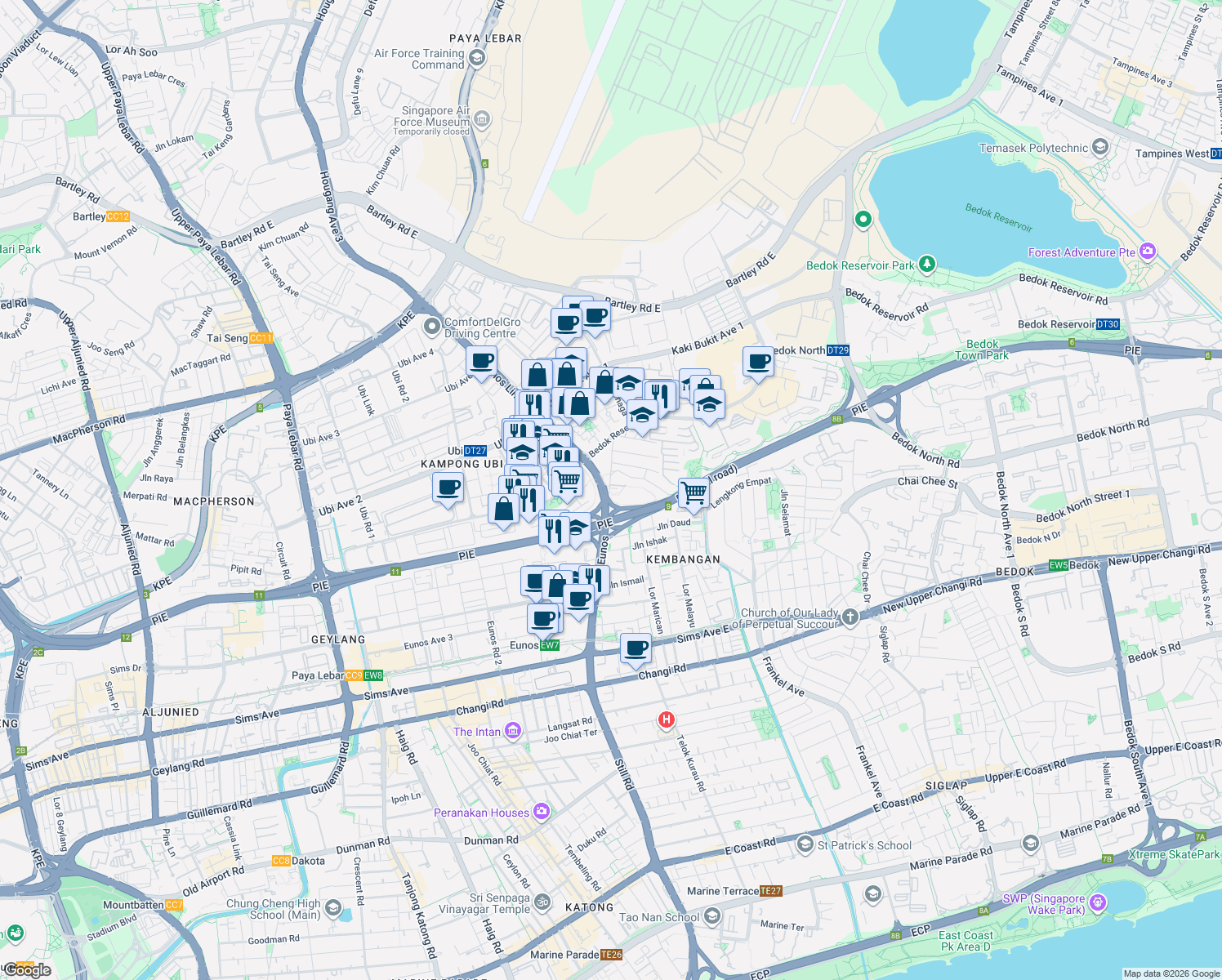 map of restaurants, bars, coffee shops, grocery stores, and more near in Singapore