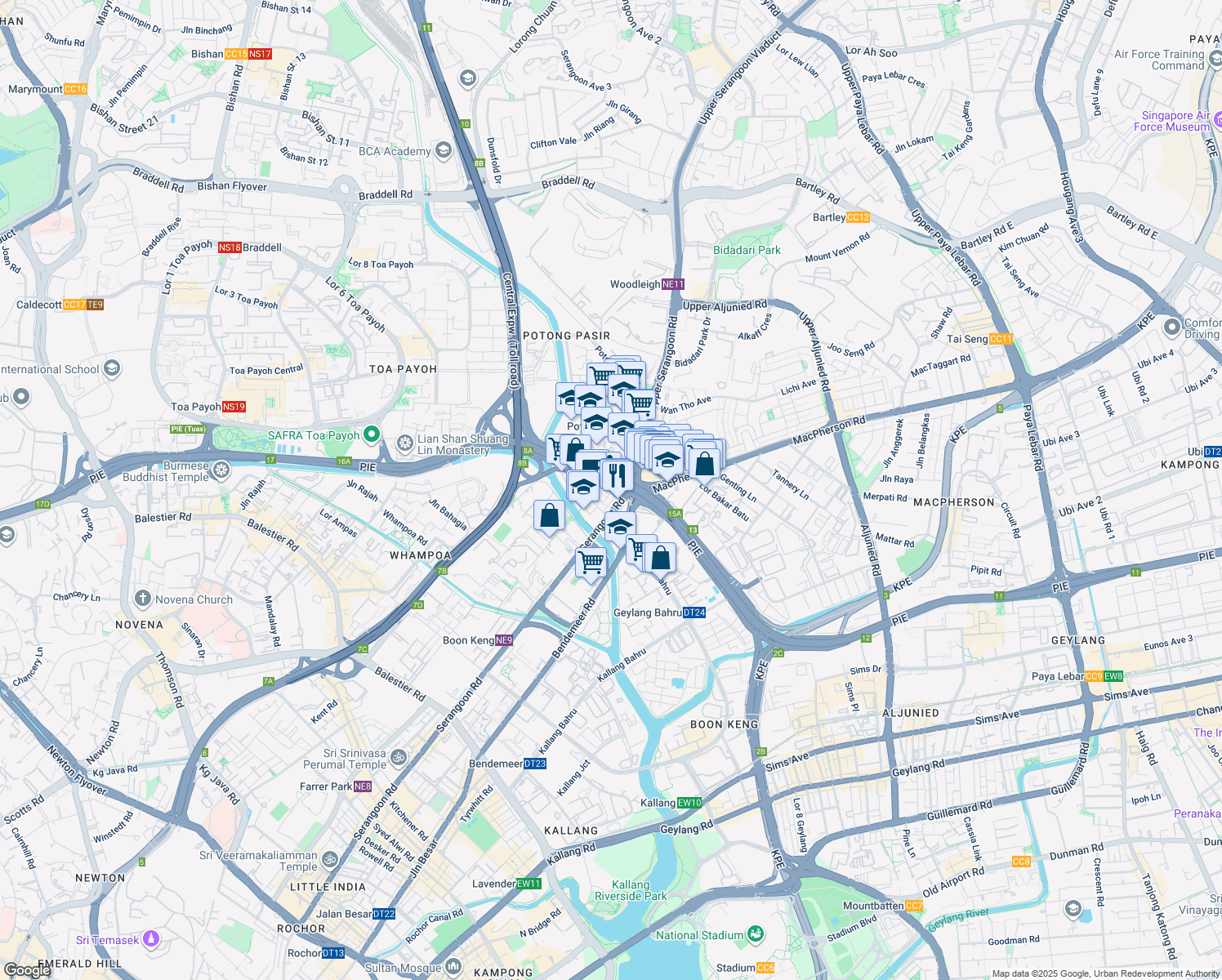 map of restaurants, bars, coffee shops, grocery stores, and more near in Singapore