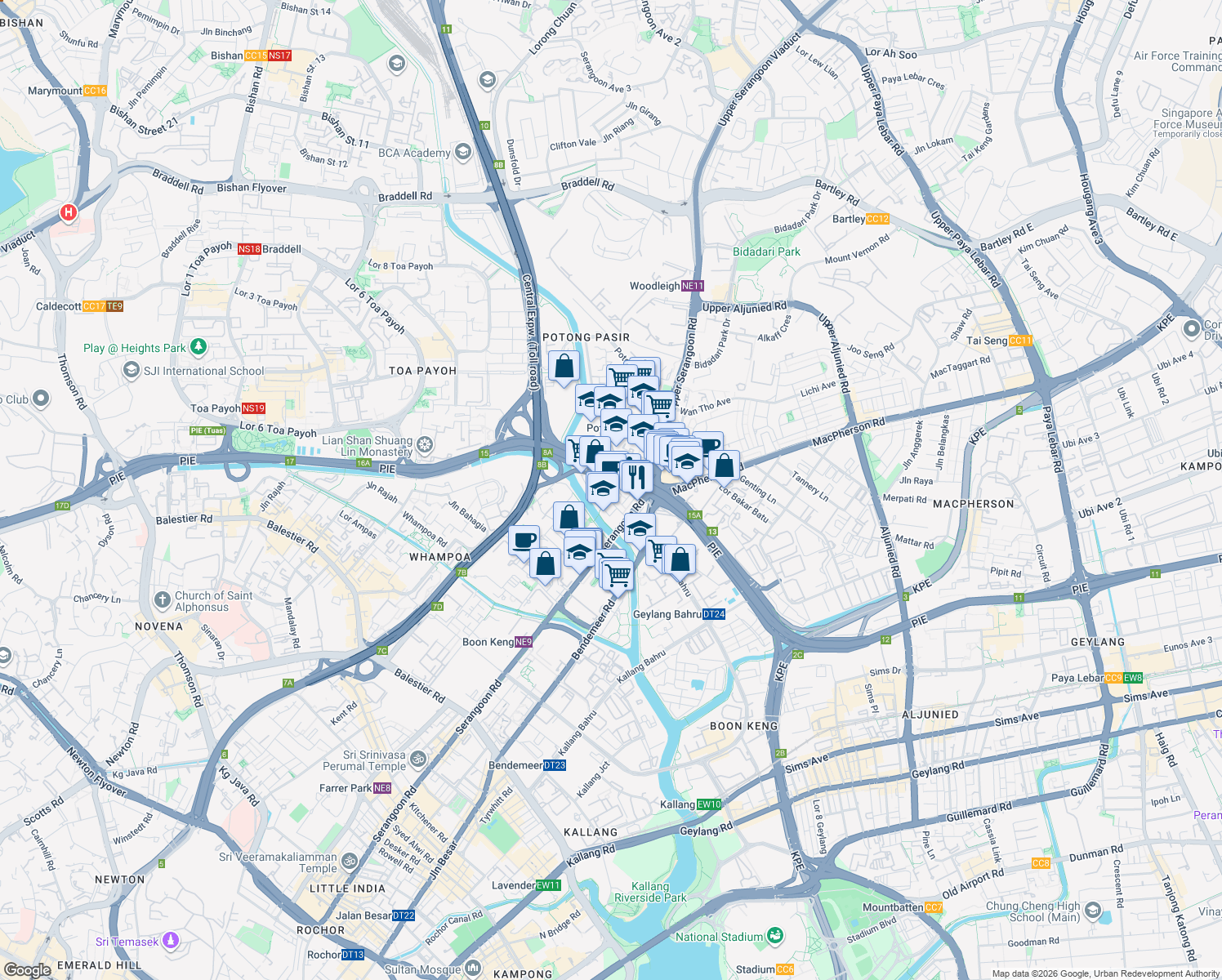 map of restaurants, bars, coffee shops, grocery stores, and more near in Singapore