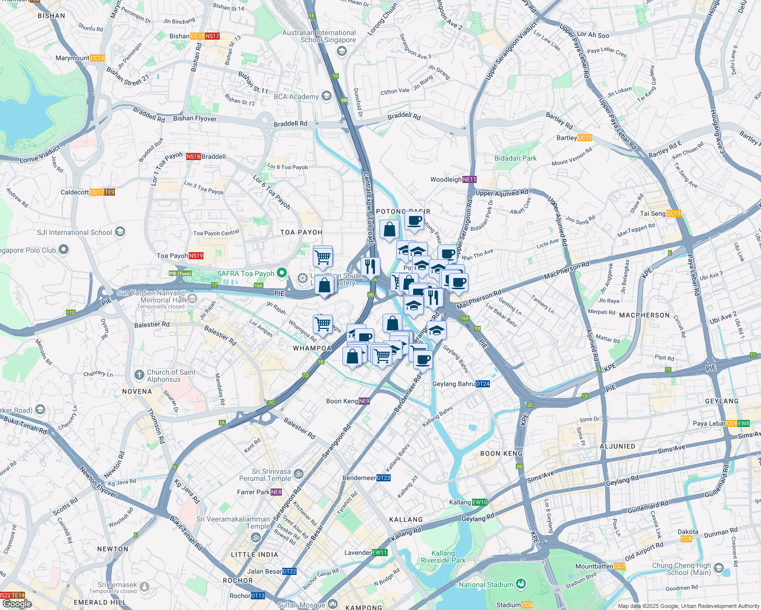 map of restaurants, bars, coffee shops, grocery stores, and more near in Singapore