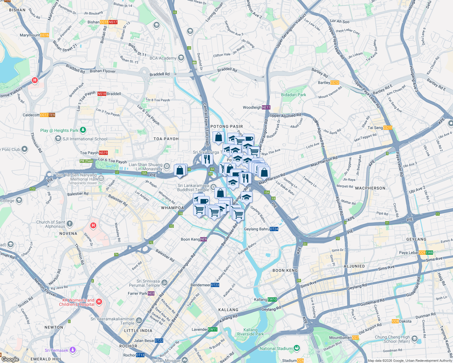 map of restaurants, bars, coffee shops, grocery stores, and more near in Singapore