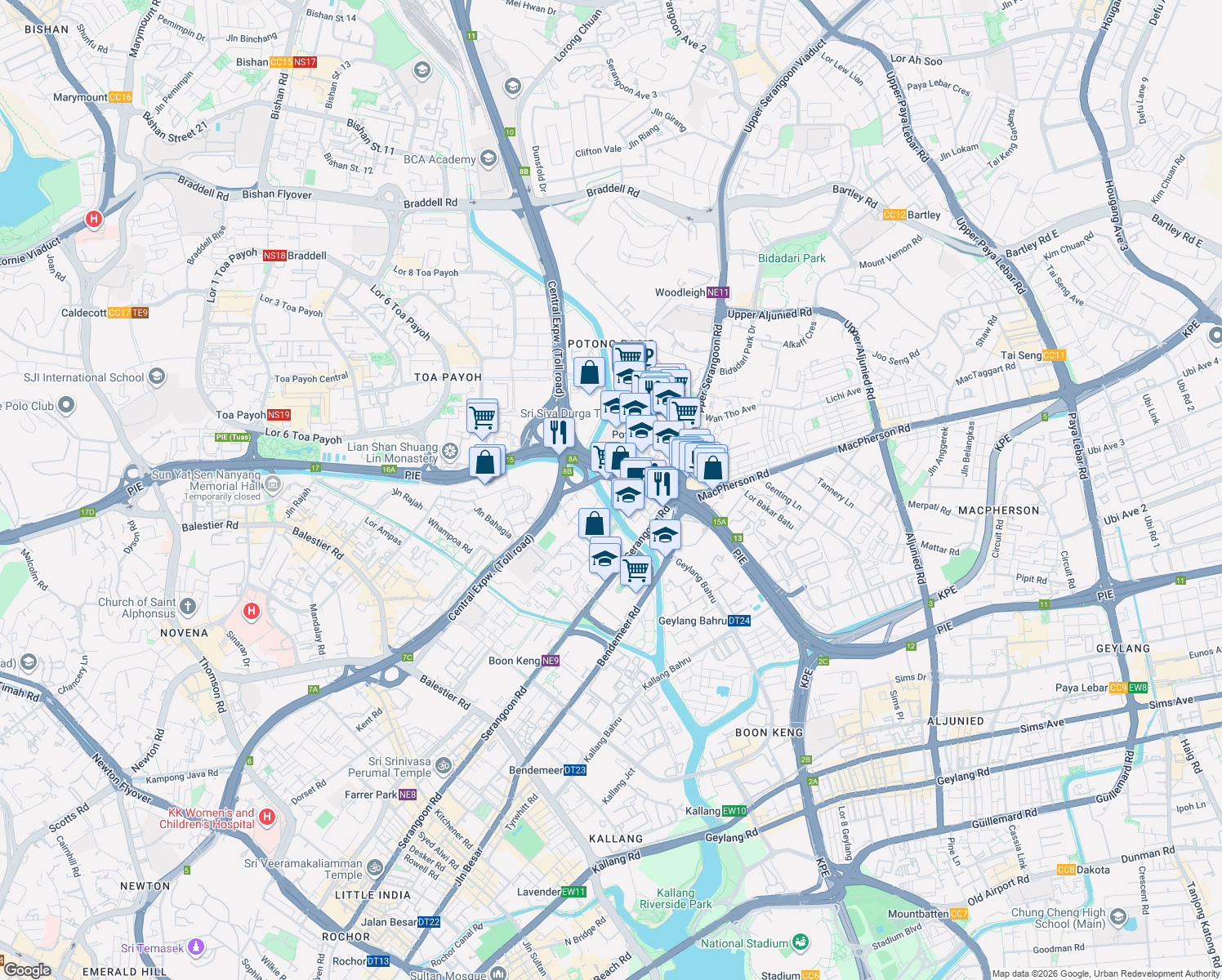 map of restaurants, bars, coffee shops, grocery stores, and more near in Singapore
