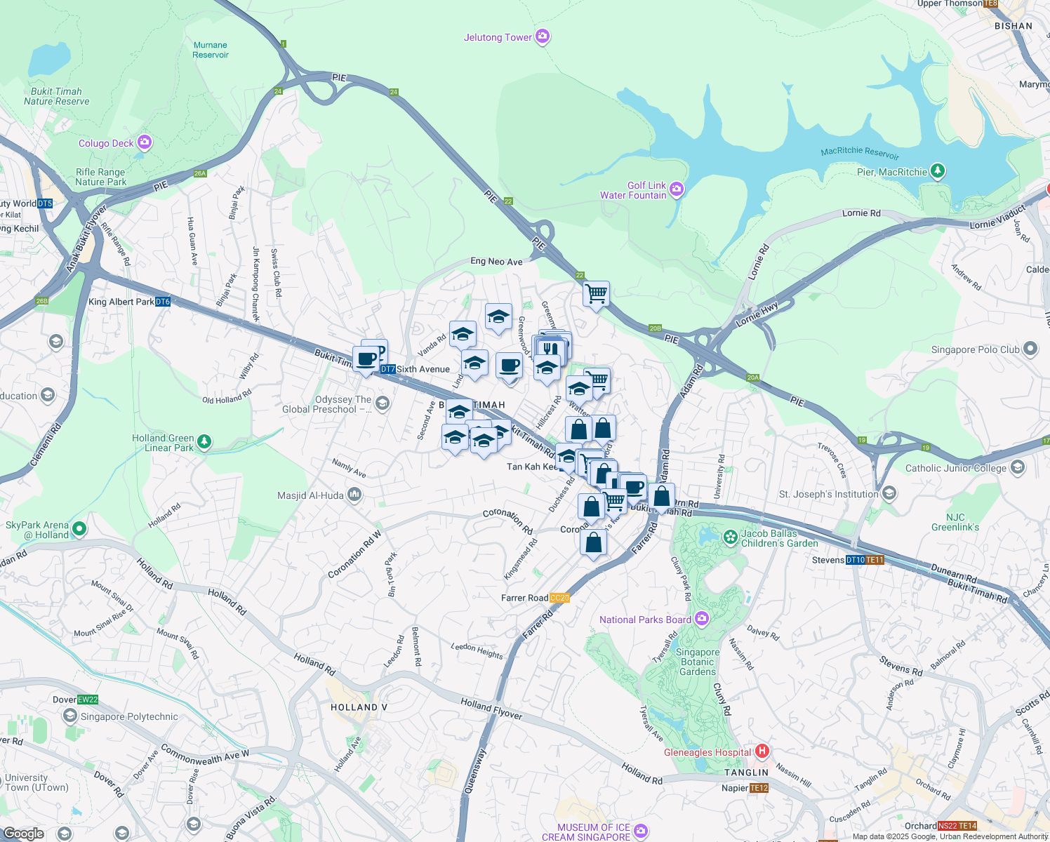 map of restaurants, bars, coffee shops, grocery stores, and more near in Singapore