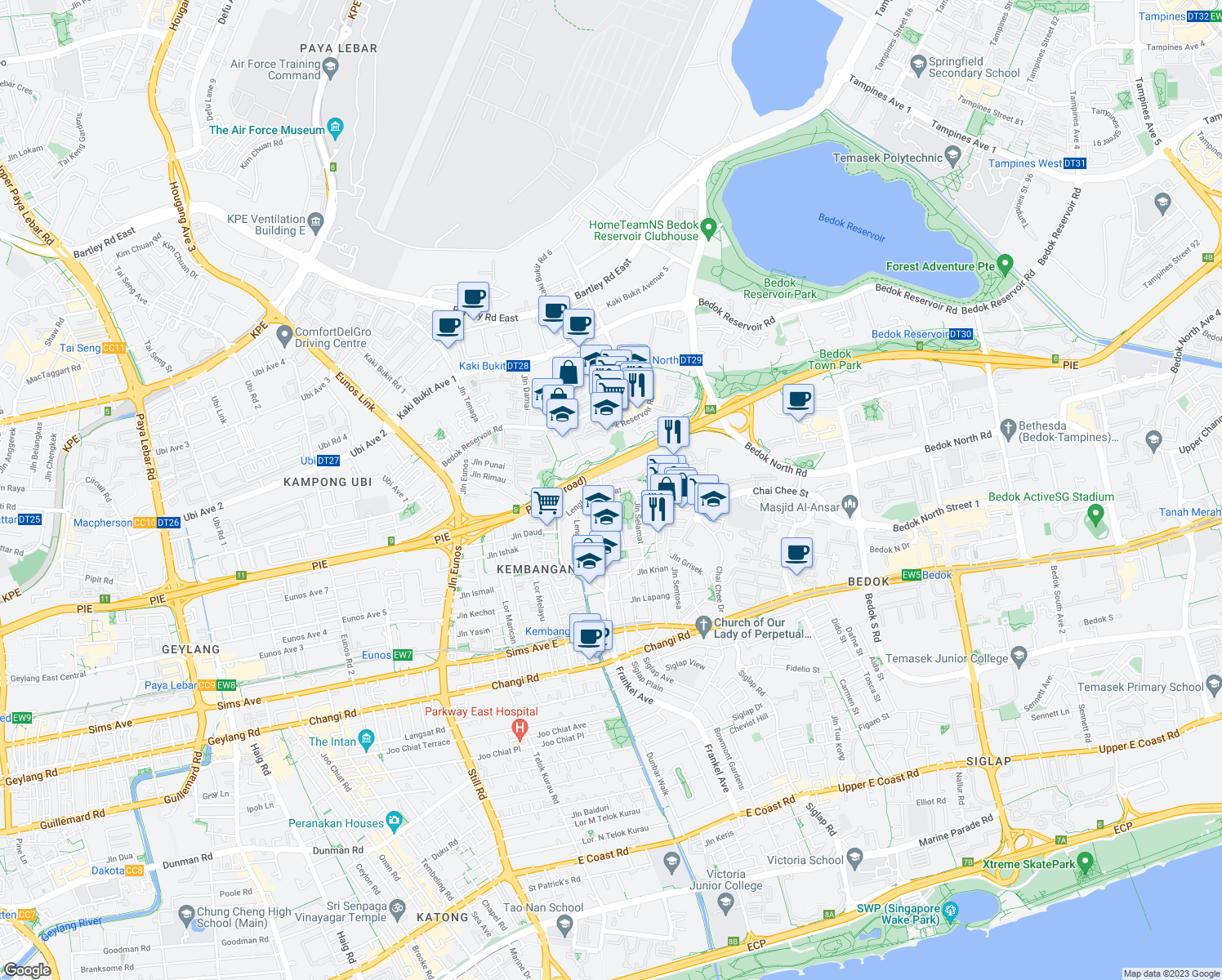 map of restaurants, bars, coffee shops, grocery stores, and more near in Singapore