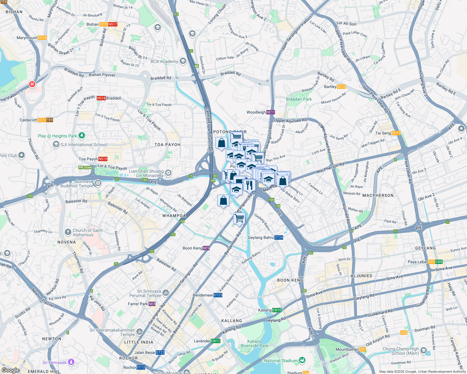 map of restaurants, bars, coffee shops, grocery stores, and more near in Singapore