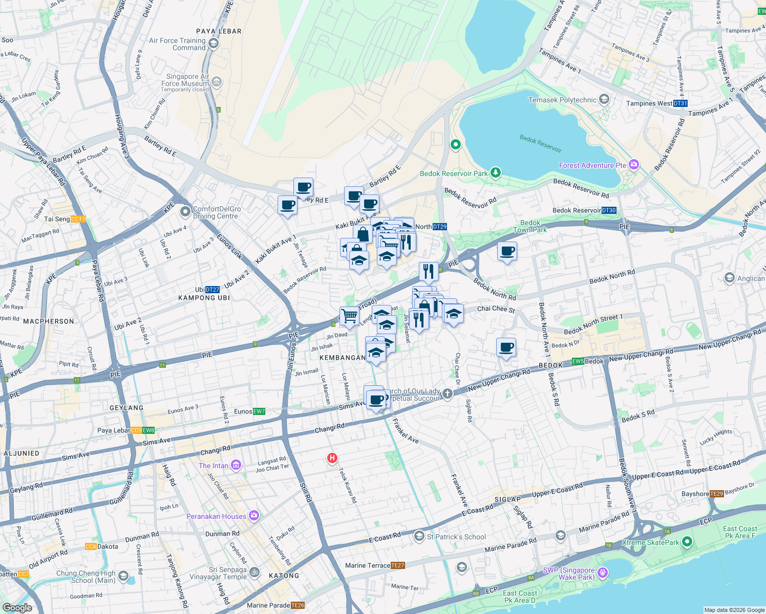 map of restaurants, bars, coffee shops, grocery stores, and more near in Singapore