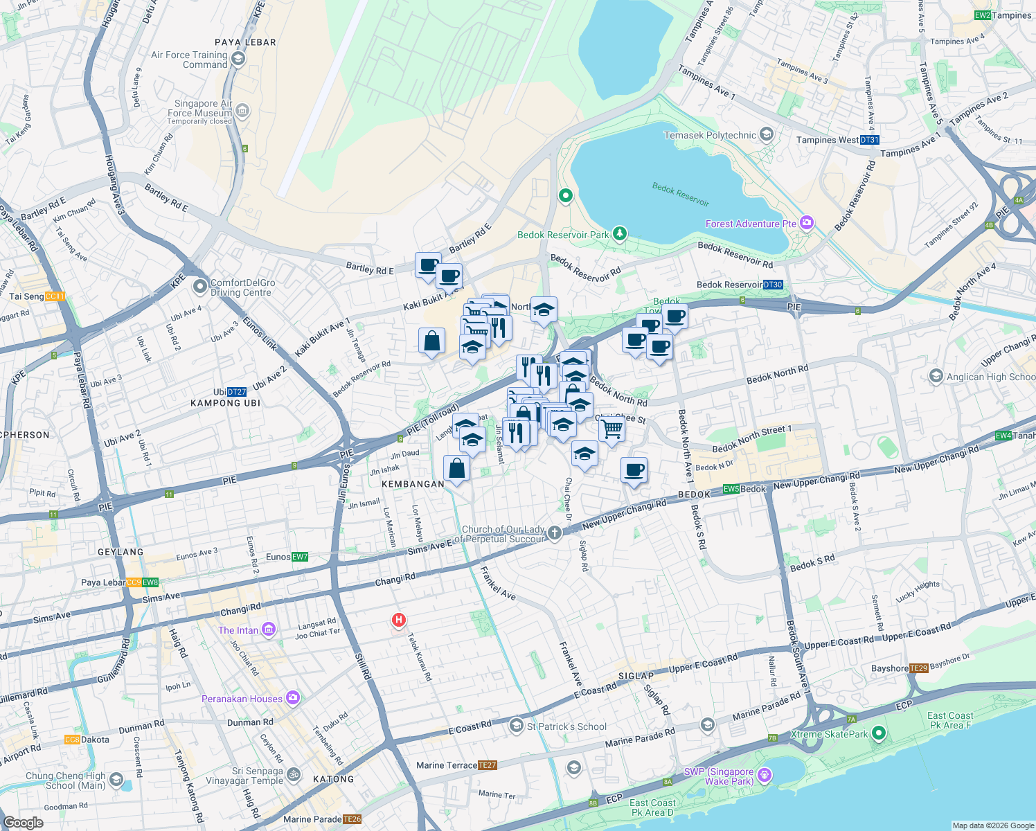 map of restaurants, bars, coffee shops, grocery stores, and more near in Singapore