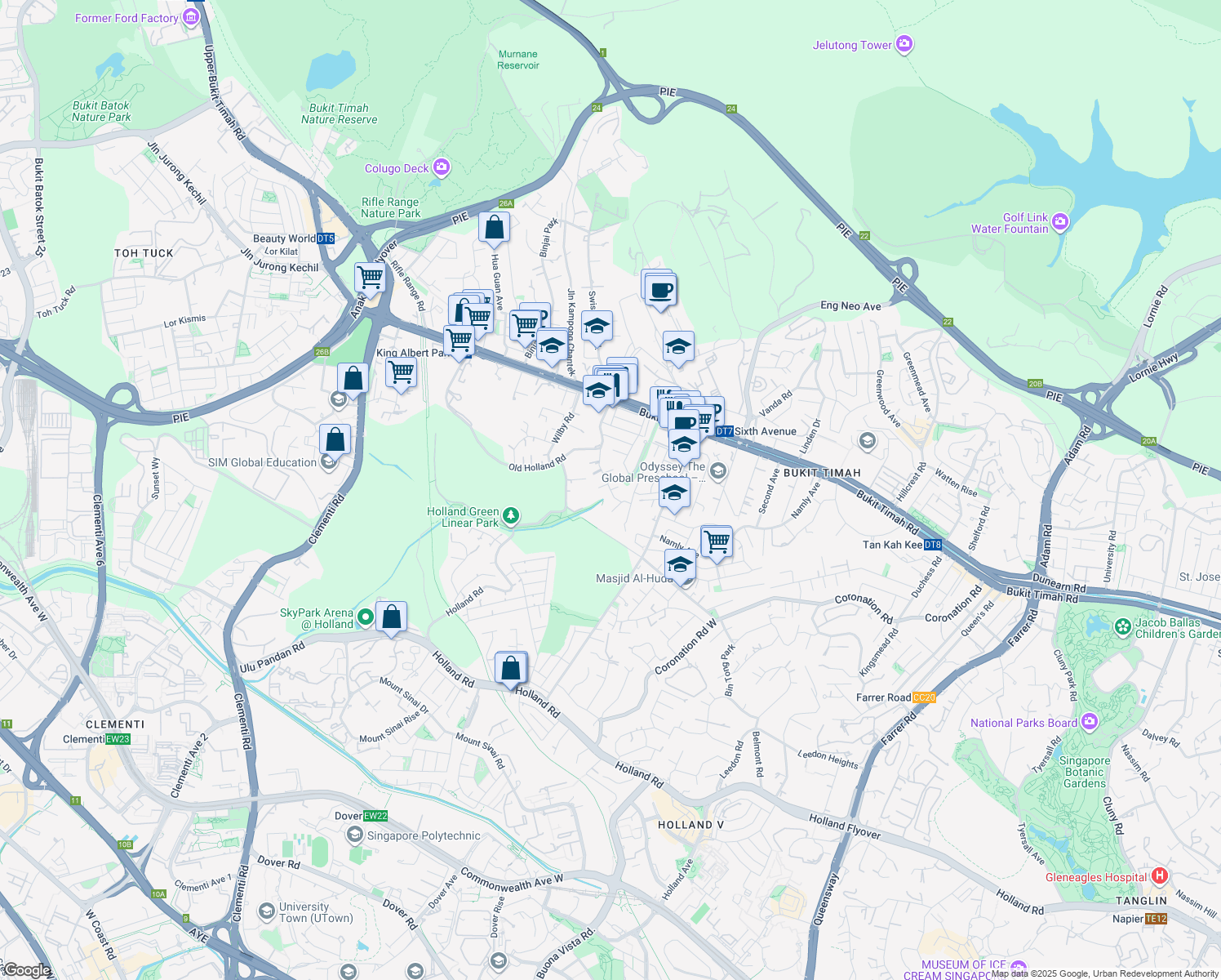 map of restaurants, bars, coffee shops, grocery stores, and more near in Singapore
