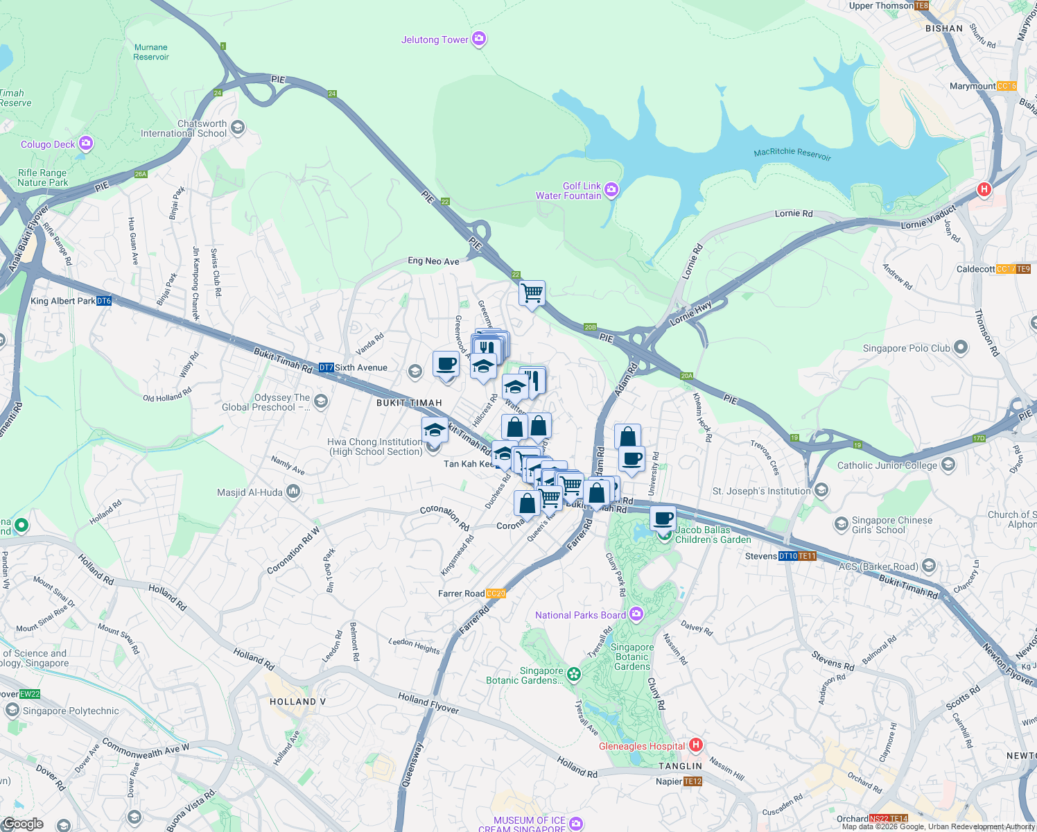 map of restaurants, bars, coffee shops, grocery stores, and more near in Singapore