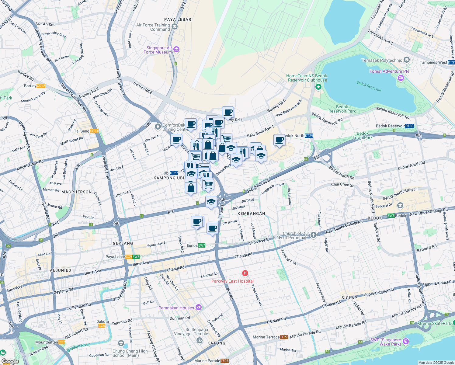map of restaurants, bars, coffee shops, grocery stores, and more near in Singapore