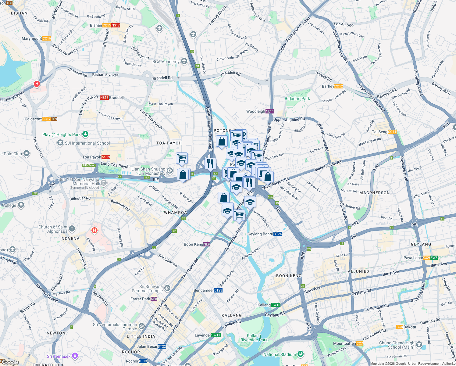 map of restaurants, bars, coffee shops, grocery stores, and more near in Singapore