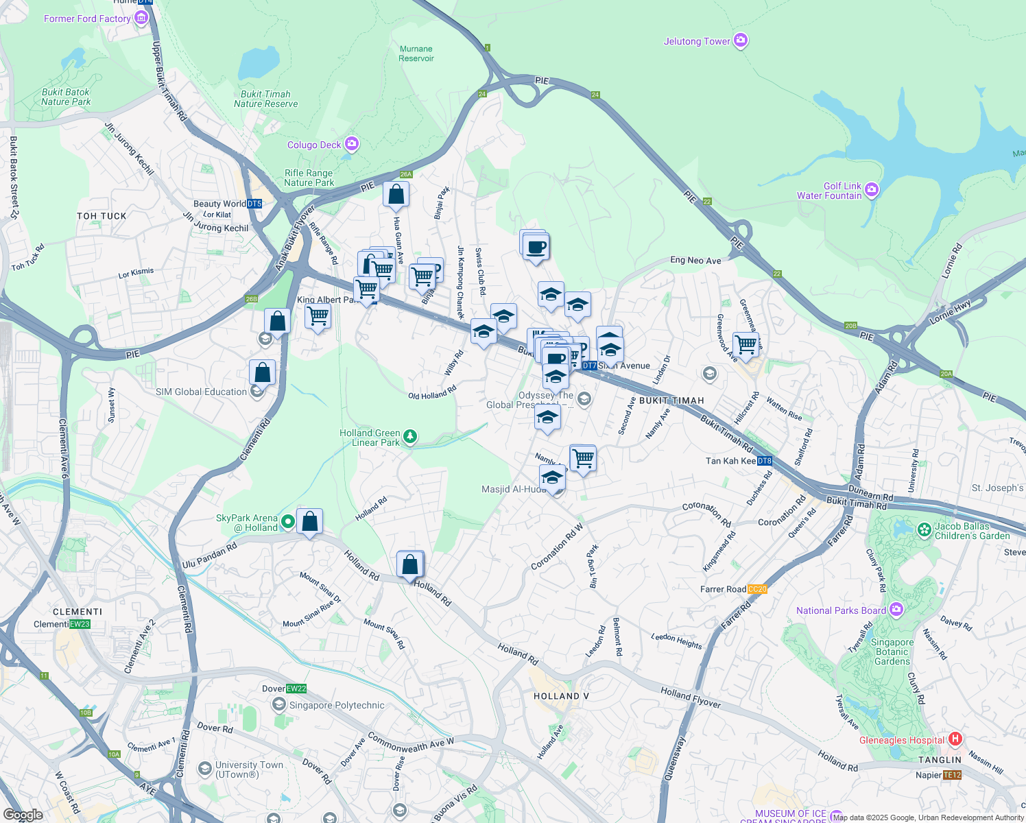 map of restaurants, bars, coffee shops, grocery stores, and more near in Singapore