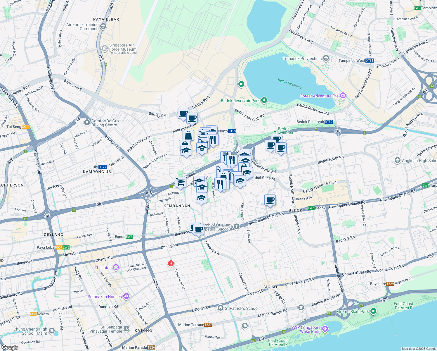 map of restaurants, bars, coffee shops, grocery stores, and more near in Singapore