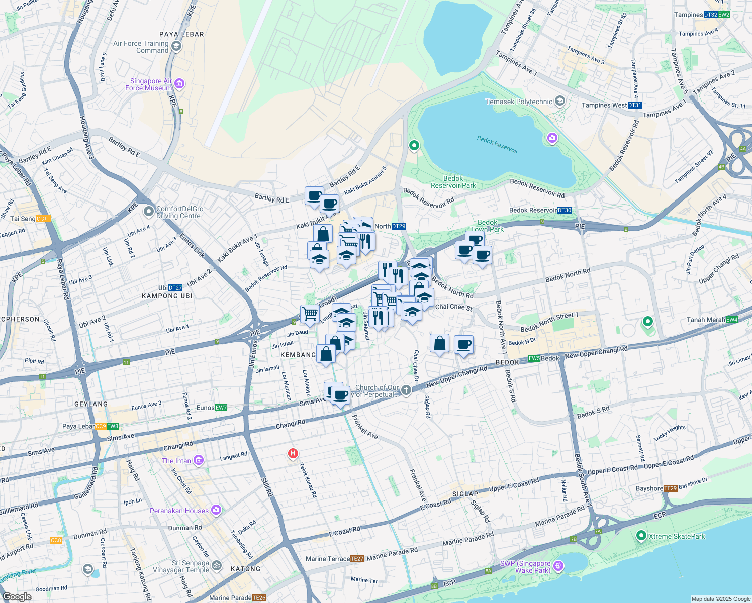 map of restaurants, bars, coffee shops, grocery stores, and more near in Singapore
