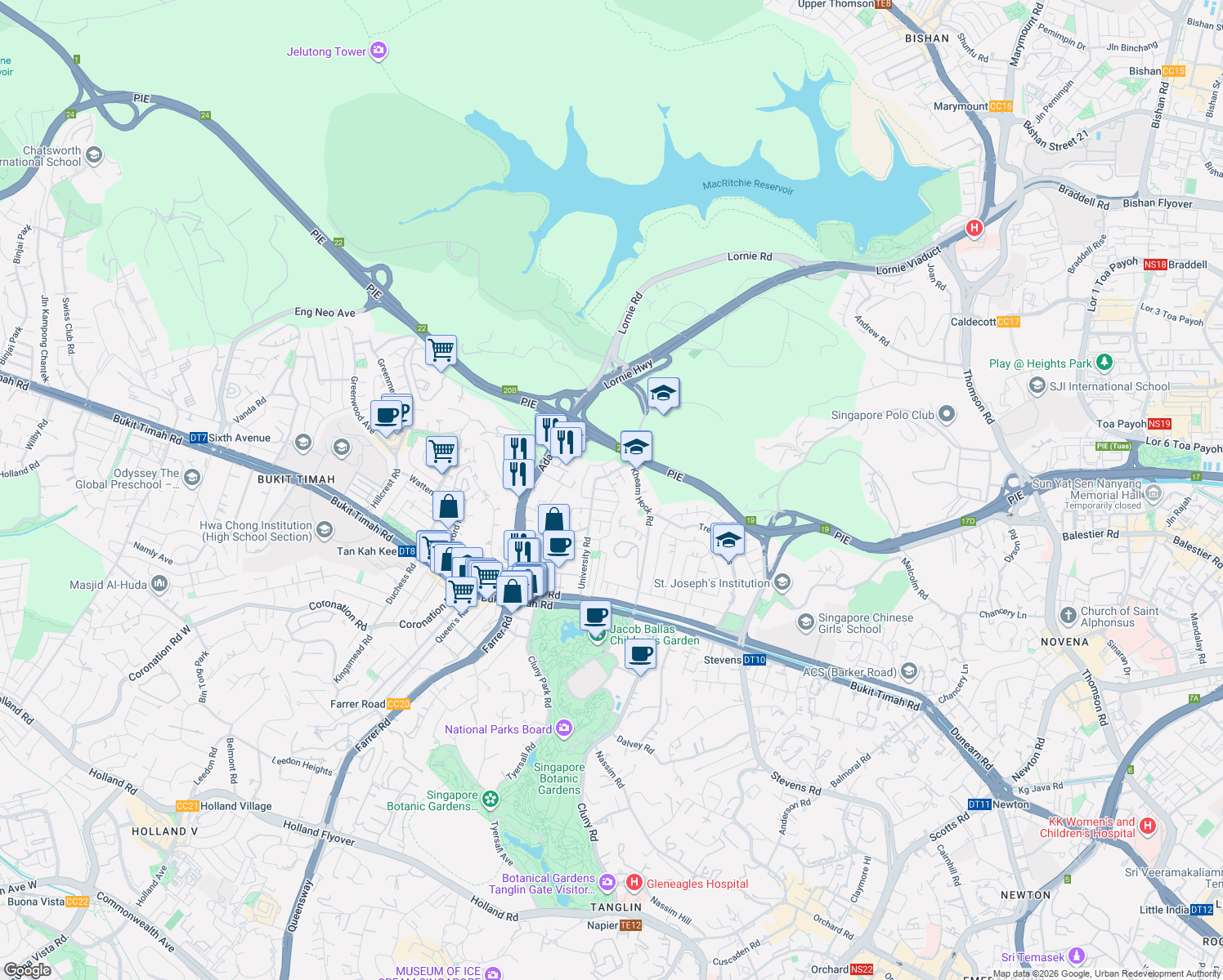 map of restaurants, bars, coffee shops, grocery stores, and more near in Singapore
