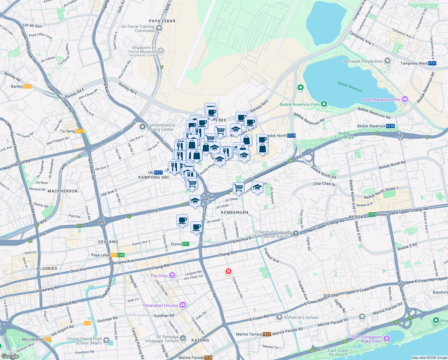 map of restaurants, bars, coffee shops, grocery stores, and more near in Singapore