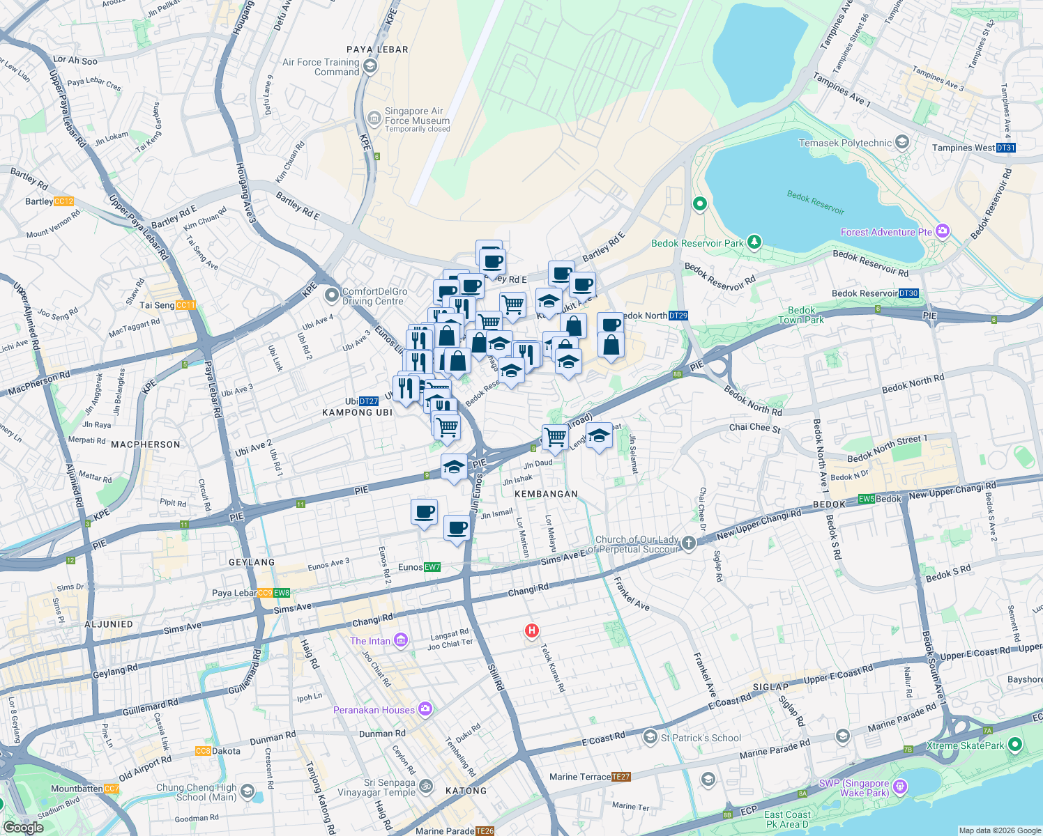 map of restaurants, bars, coffee shops, grocery stores, and more near in Singapore