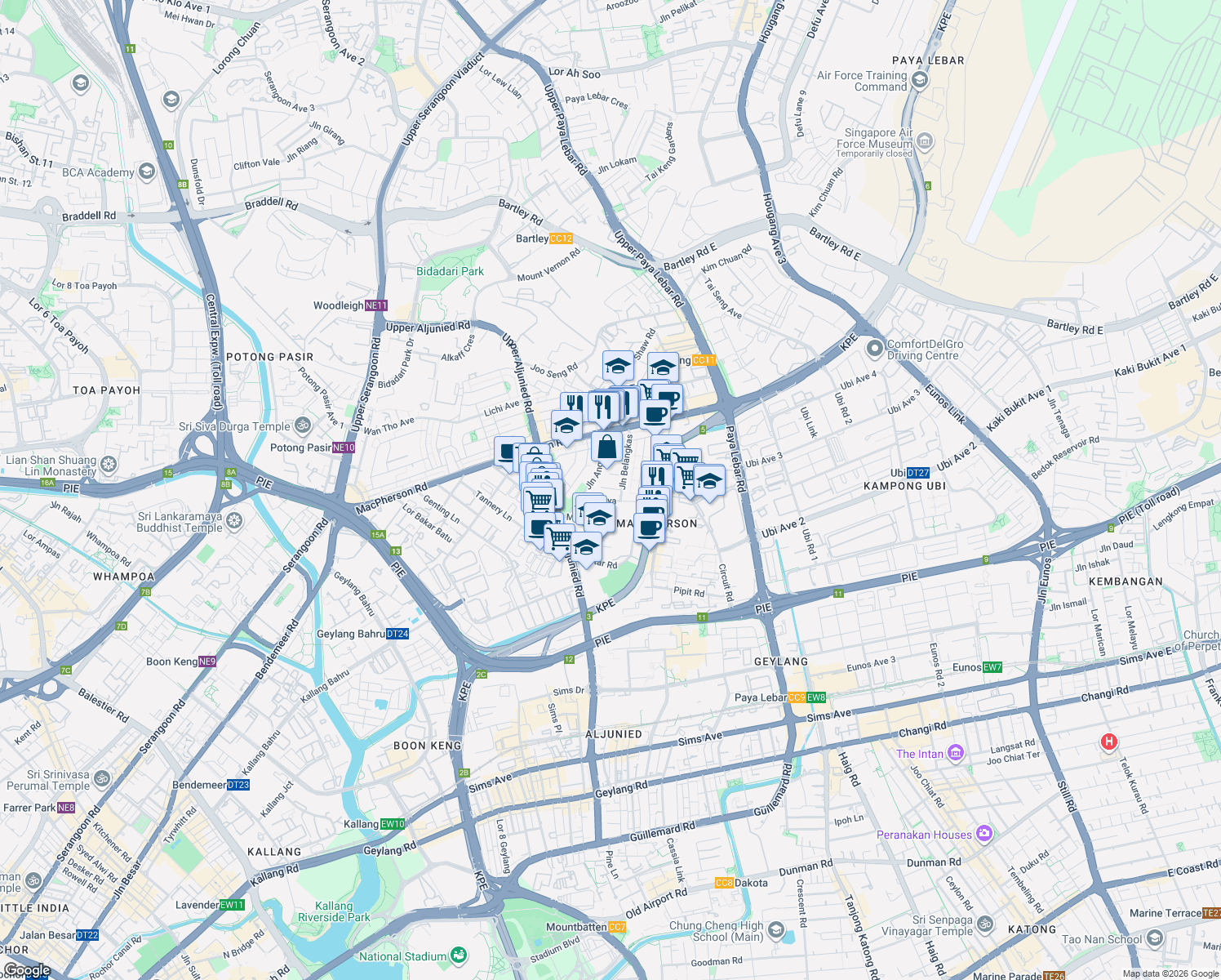 map of restaurants, bars, coffee shops, grocery stores, and more near in Singapore