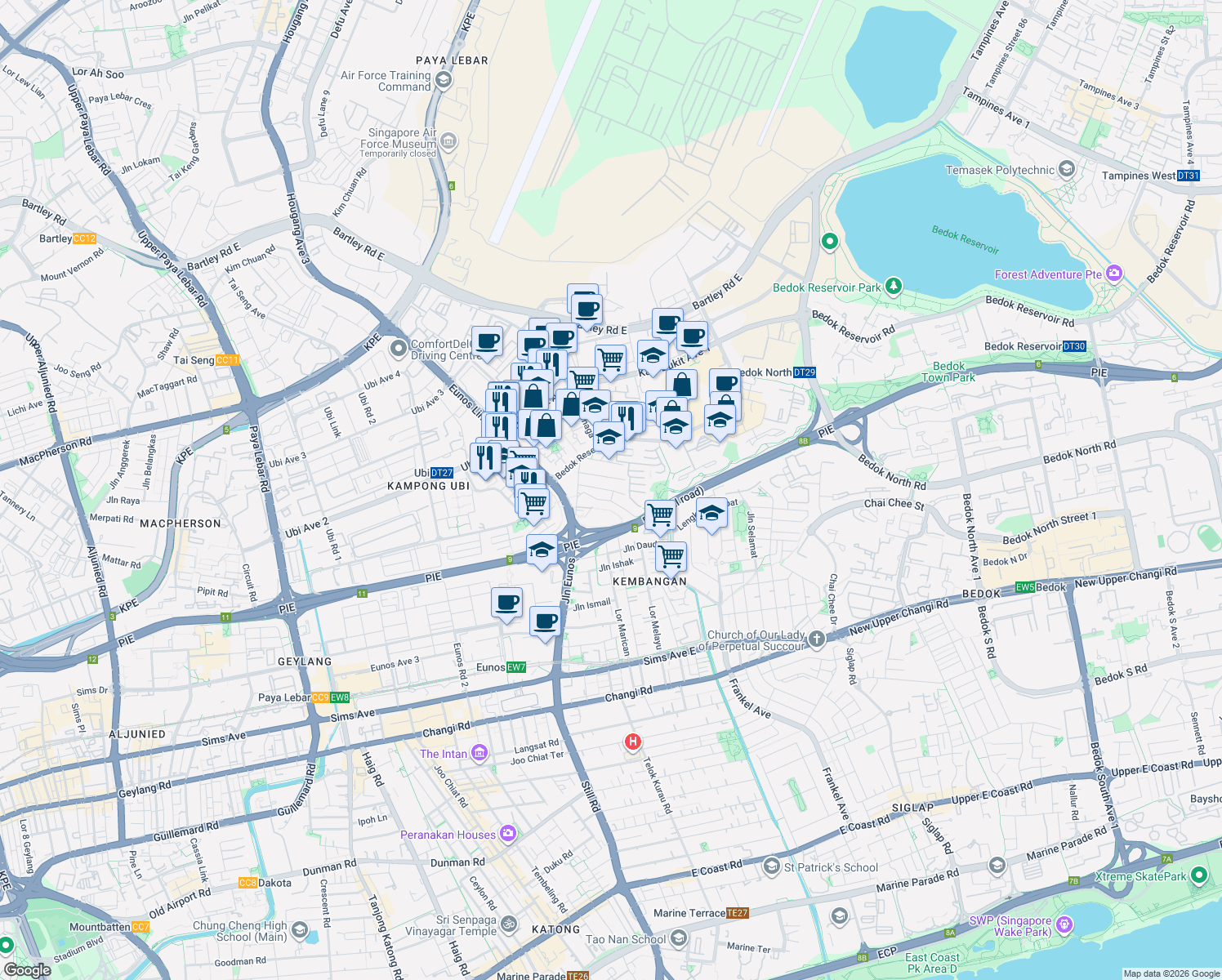 map of restaurants, bars, coffee shops, grocery stores, and more near in Singapore