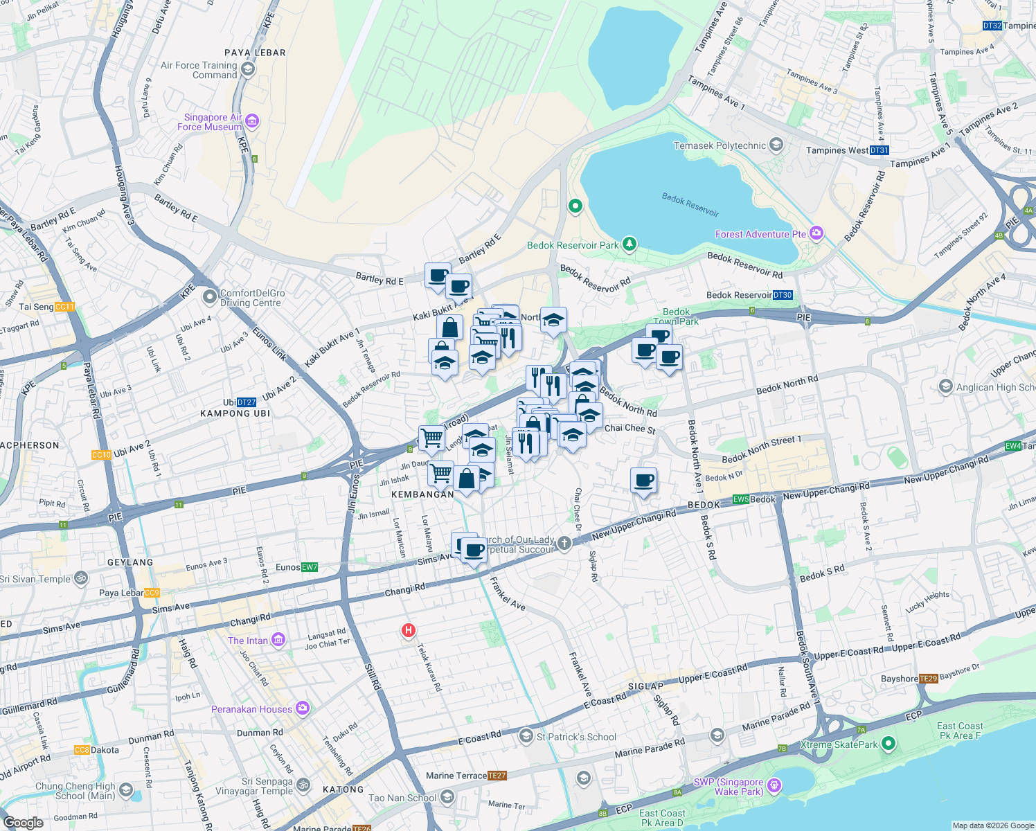 map of restaurants, bars, coffee shops, grocery stores, and more near in Singapore