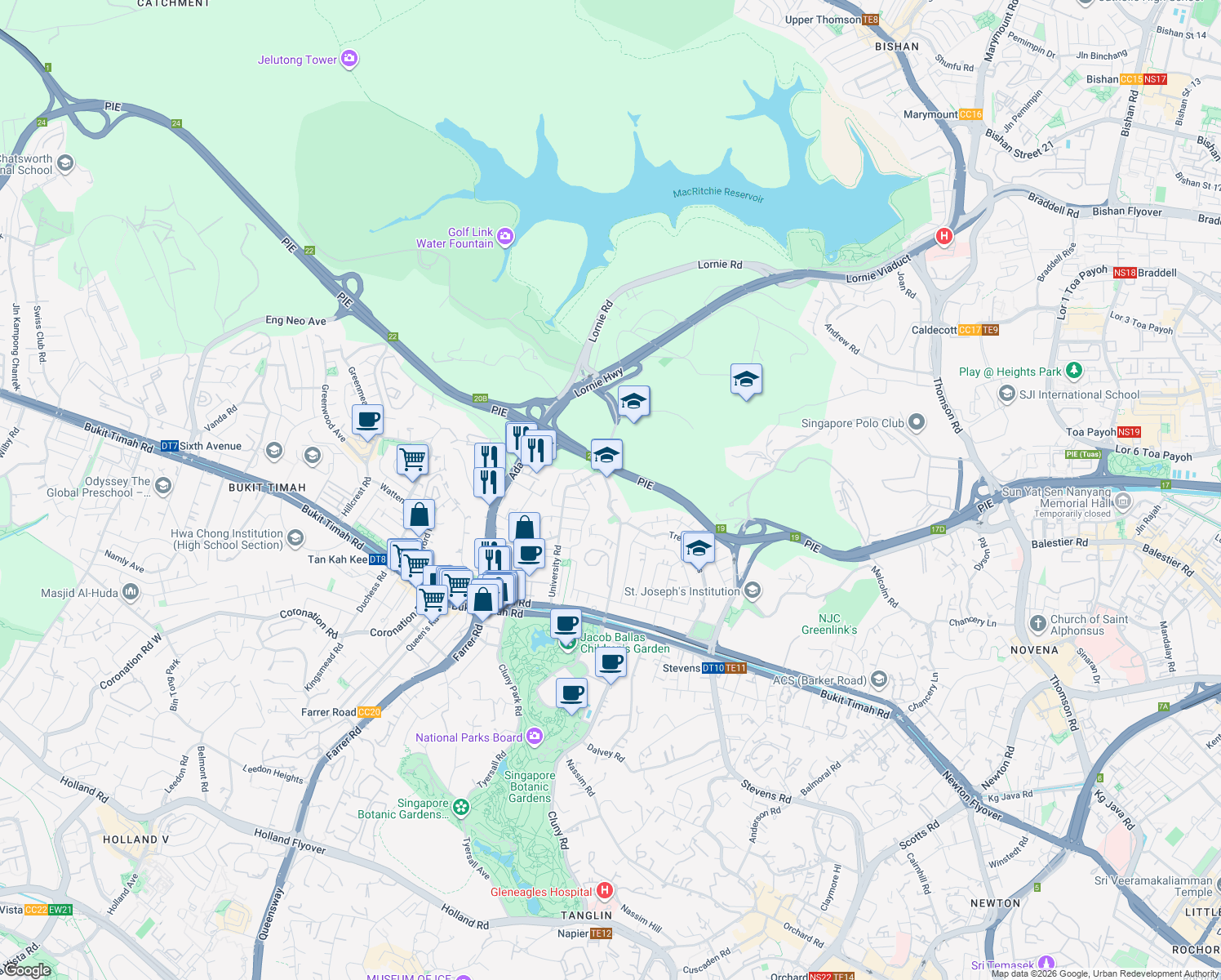 map of restaurants, bars, coffee shops, grocery stores, and more near in Singapore