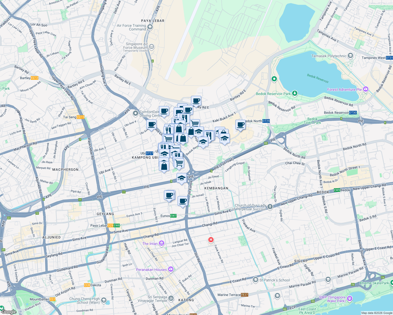 map of restaurants, bars, coffee shops, grocery stores, and more near in Singapore
