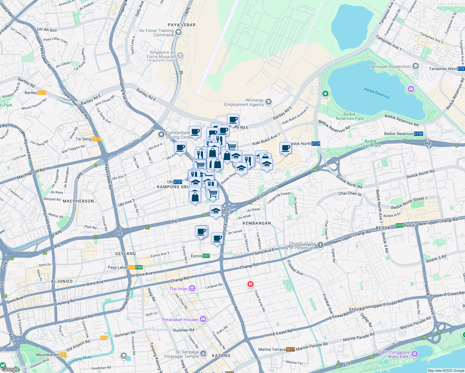 map of restaurants, bars, coffee shops, grocery stores, and more near in Singapore
