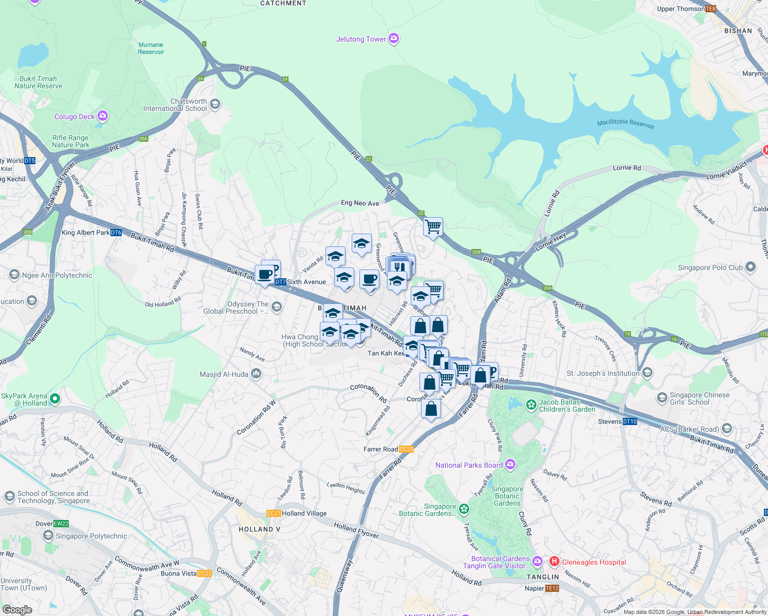 map of restaurants, bars, coffee shops, grocery stores, and more near in Singapore