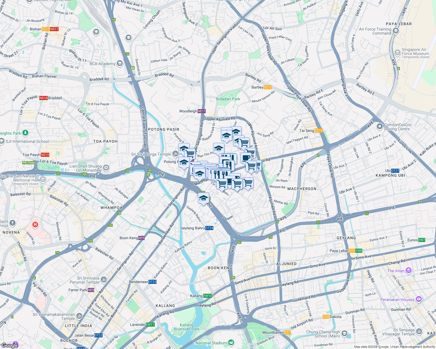 map of restaurants, bars, coffee shops, grocery stores, and more near in Singapore