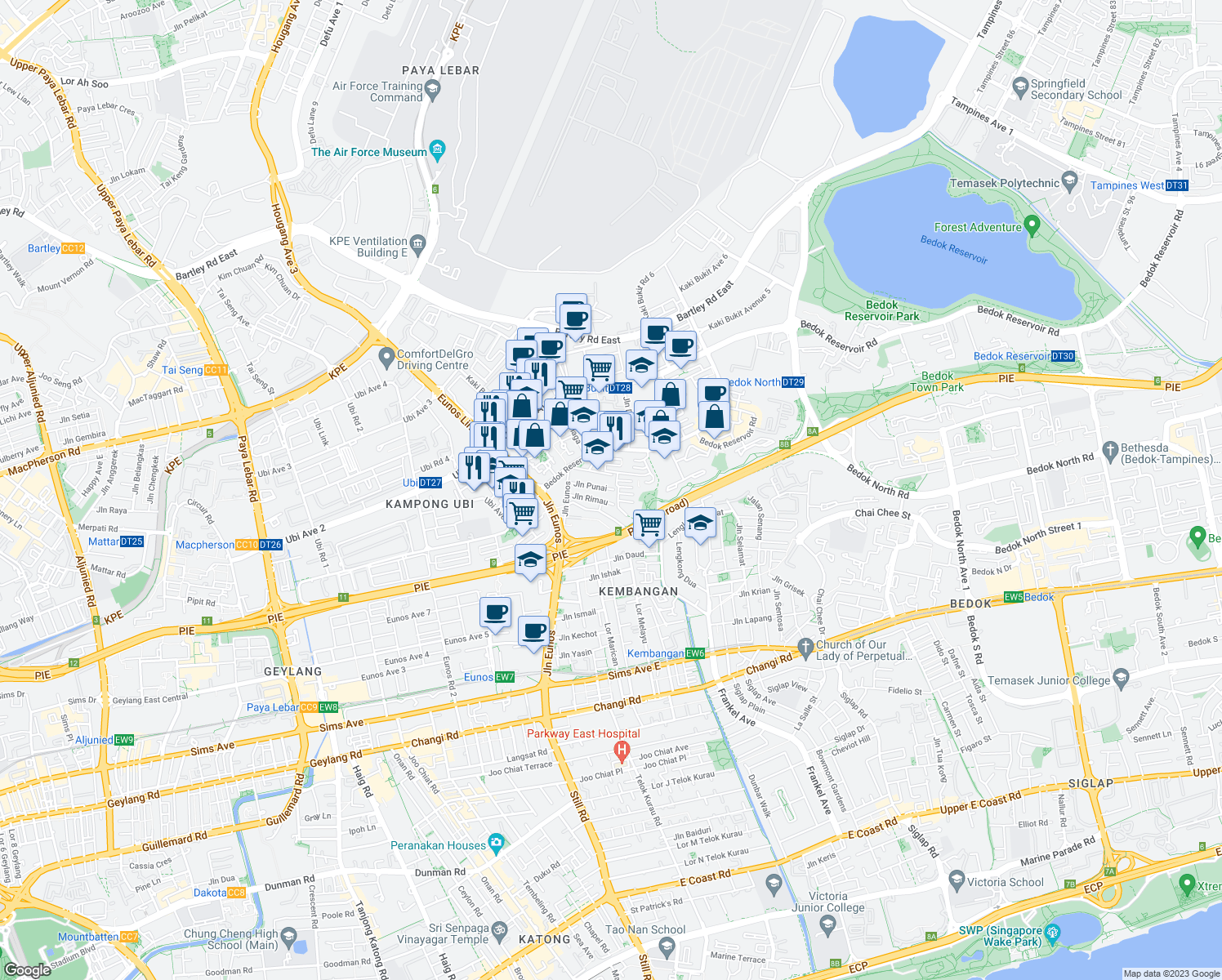 map of restaurants, bars, coffee shops, grocery stores, and more near in Singapore