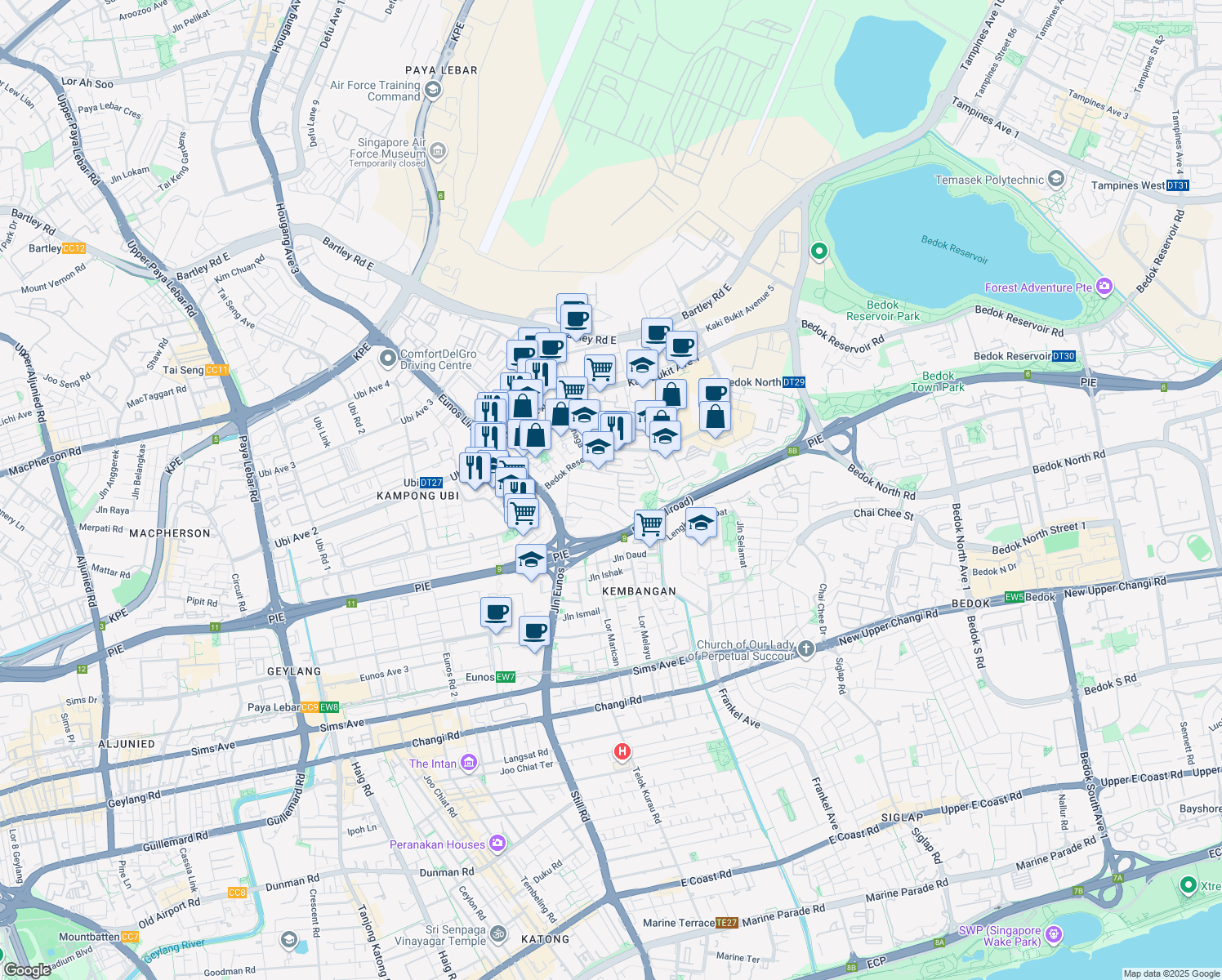map of restaurants, bars, coffee shops, grocery stores, and more near in Singapore