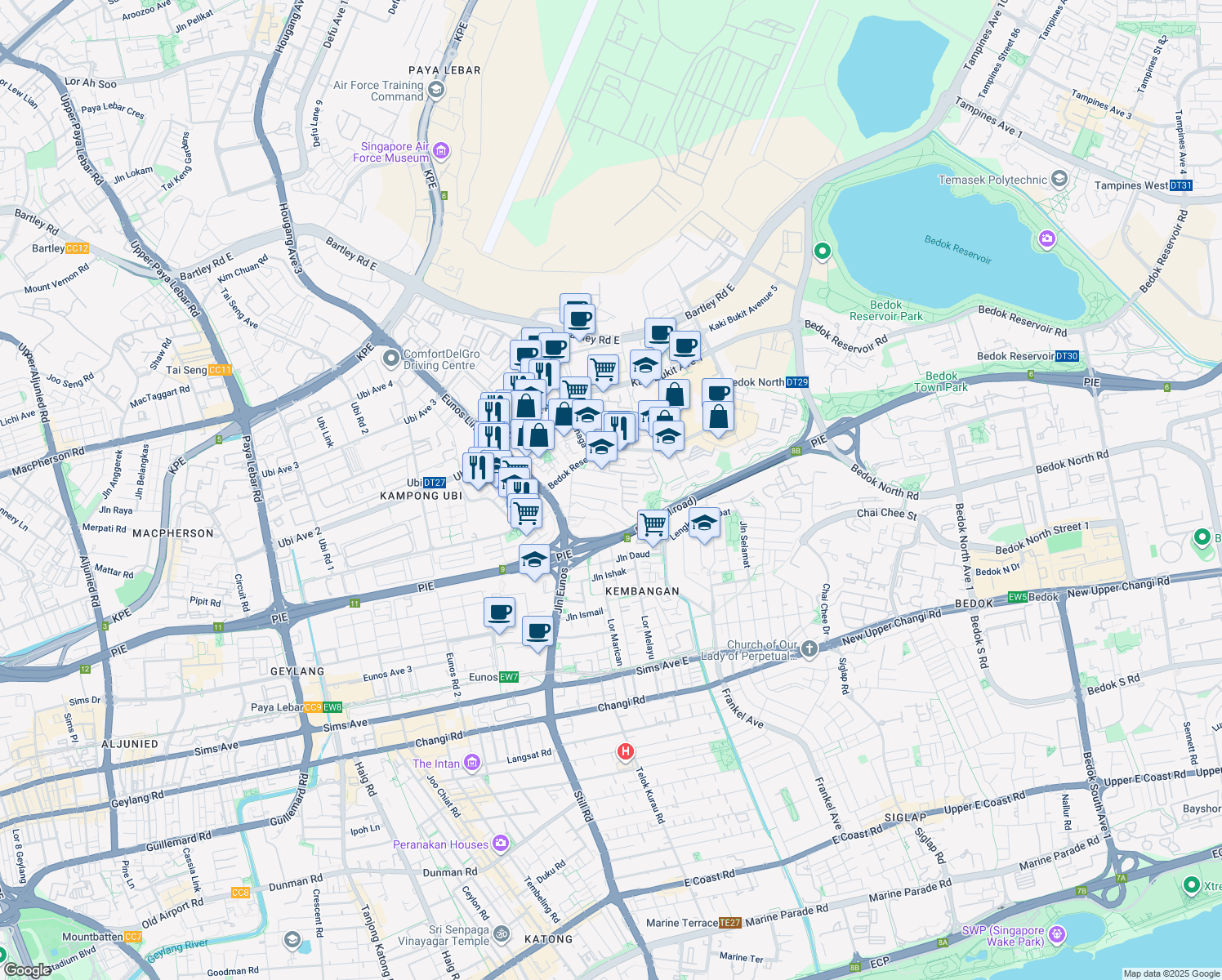 map of restaurants, bars, coffee shops, grocery stores, and more near in Singapore