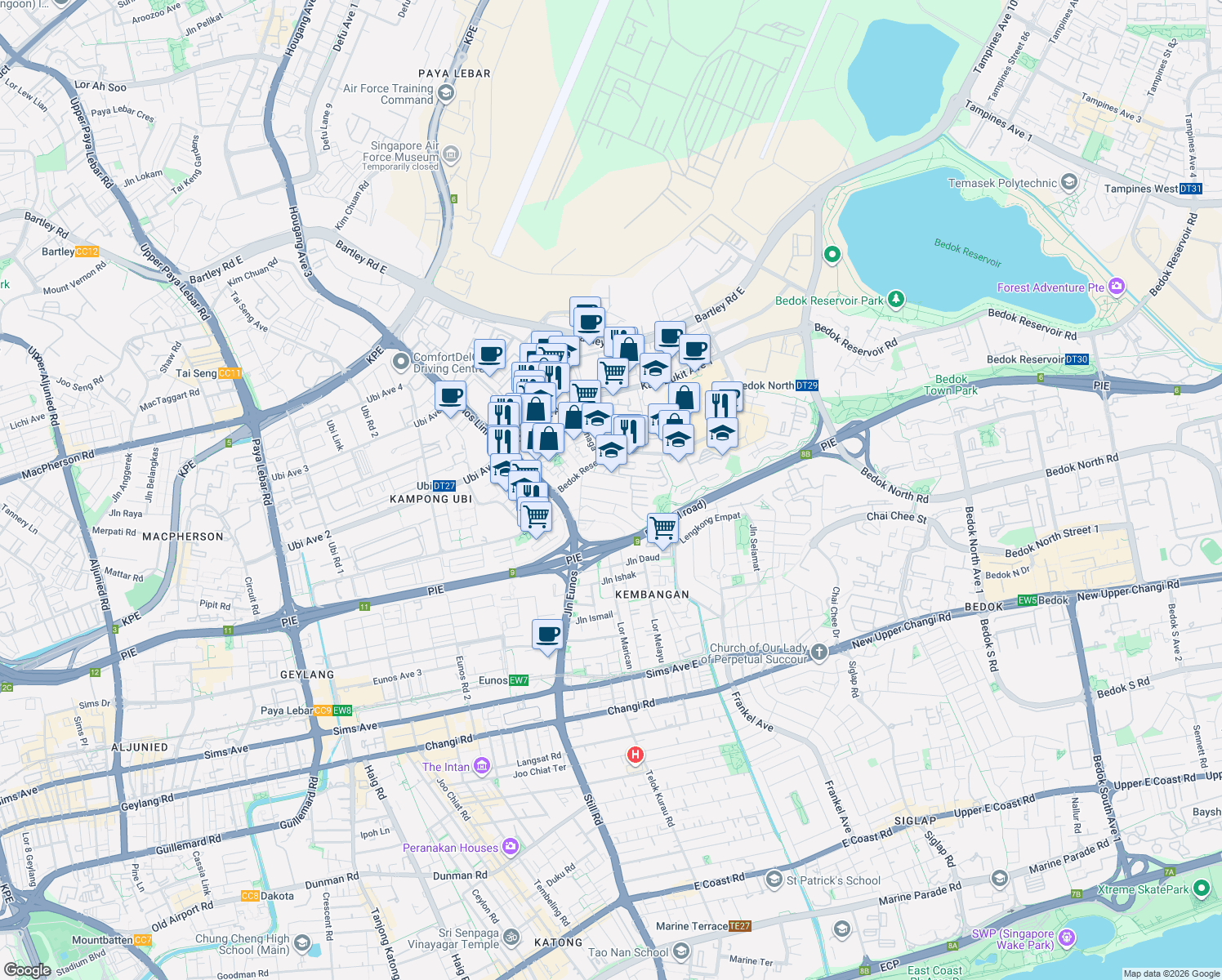 map of restaurants, bars, coffee shops, grocery stores, and more near in Singapore