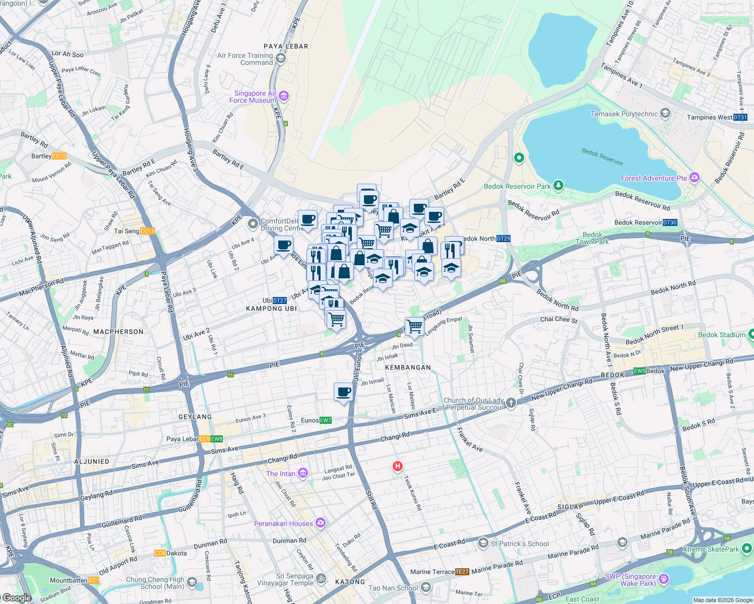 map of restaurants, bars, coffee shops, grocery stores, and more near in Singapore