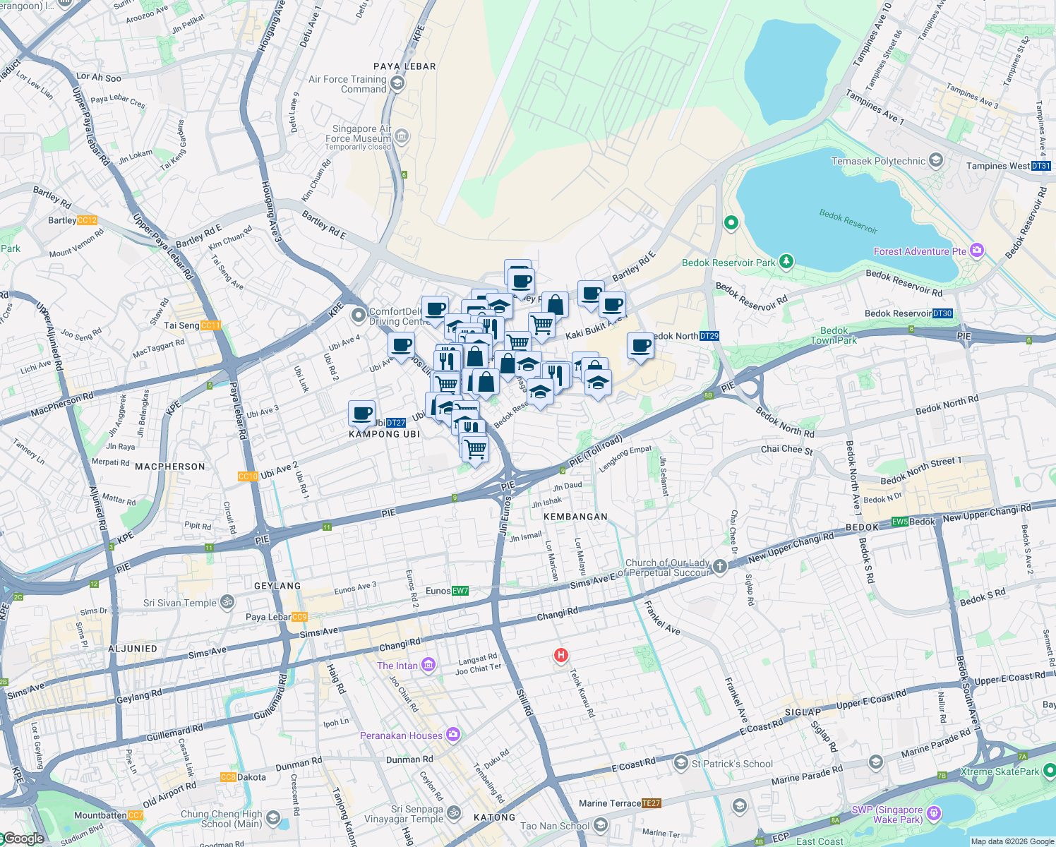 map of restaurants, bars, coffee shops, grocery stores, and more near in Singapore