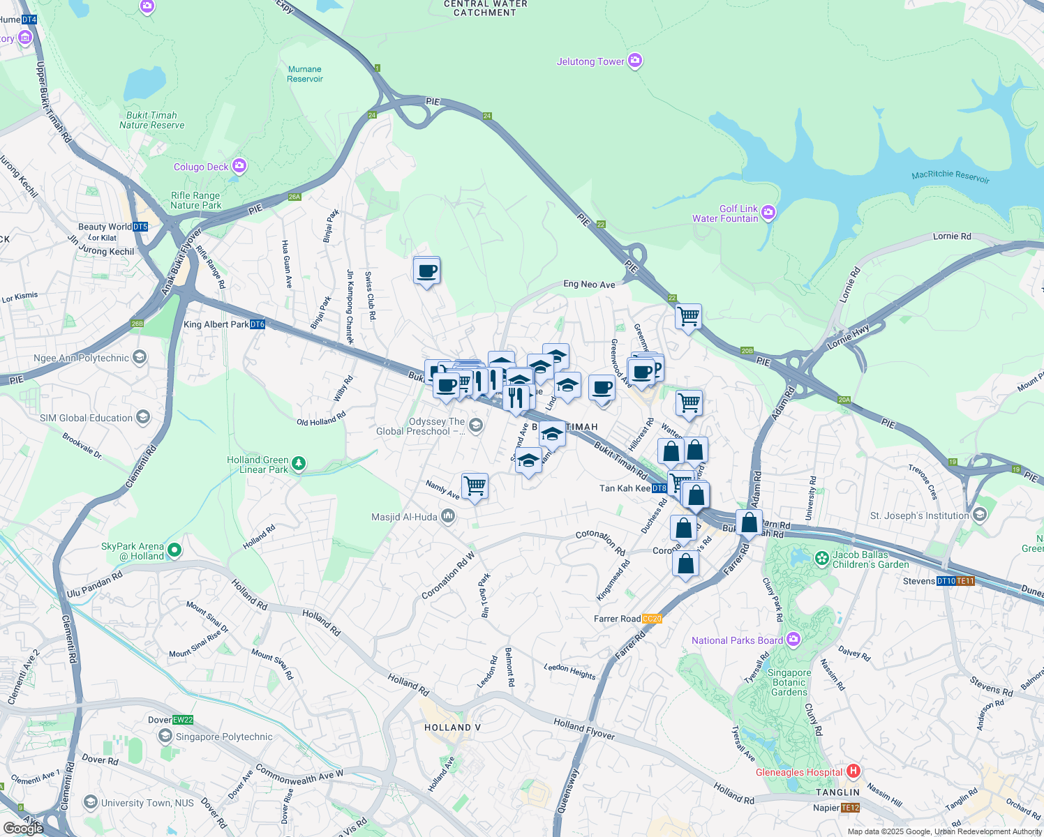 map of restaurants, bars, coffee shops, grocery stores, and more near in Singapore