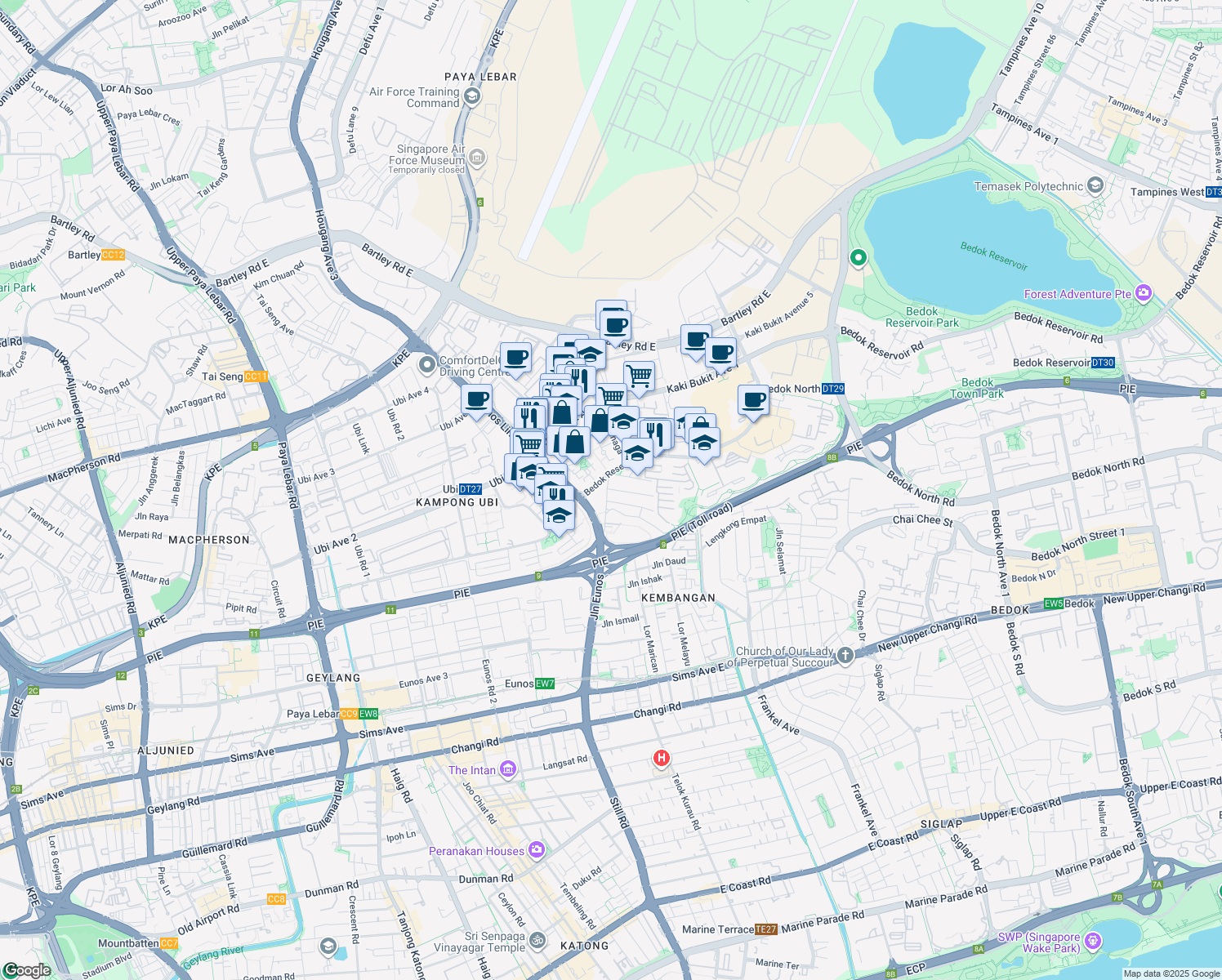 map of restaurants, bars, coffee shops, grocery stores, and more near in Singapore