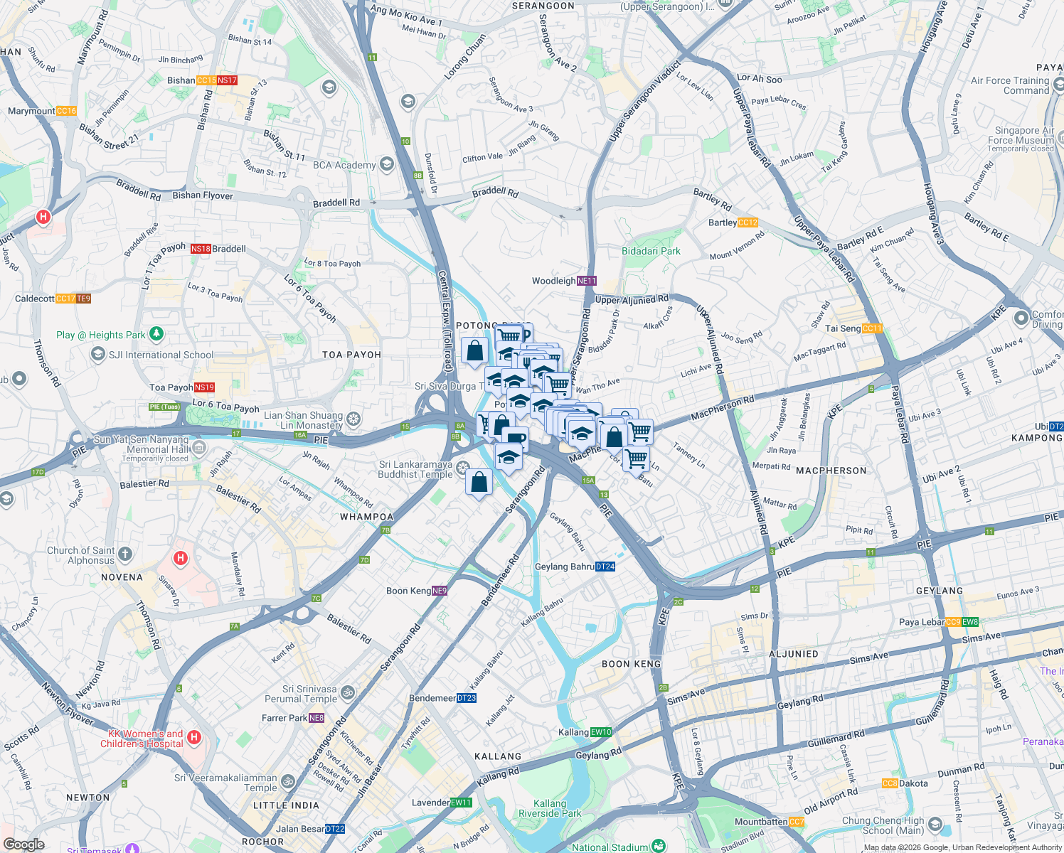map of restaurants, bars, coffee shops, grocery stores, and more near in Singapore