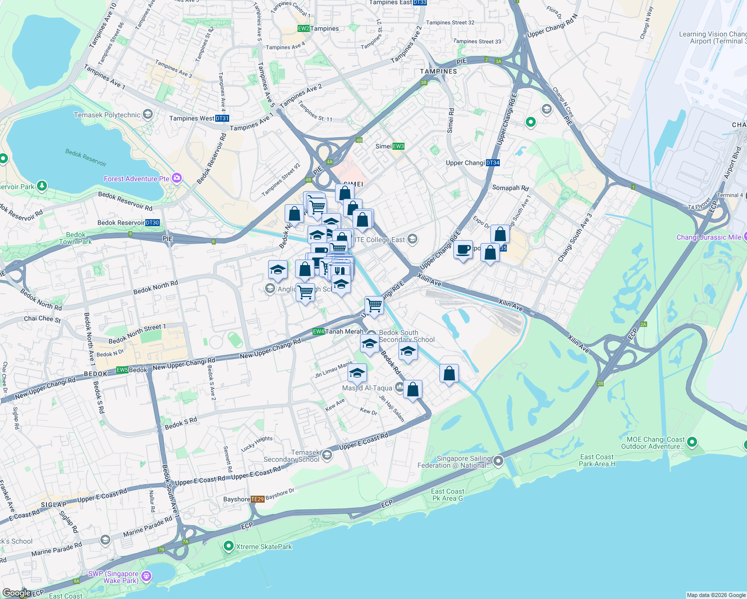 map of restaurants, bars, coffee shops, grocery stores, and more near in Singapore